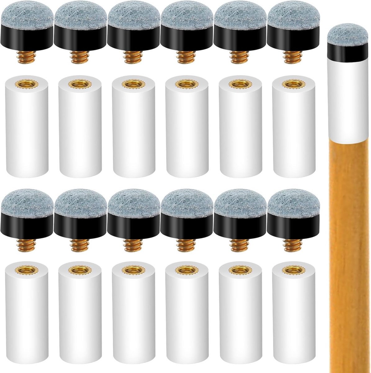 12 stuks biljartkeu punten vervangende schroeftips | 13 mm biljartkeu-punten, biljartkeu-accessoires met zwembadklem voor snooker en biljartstokken