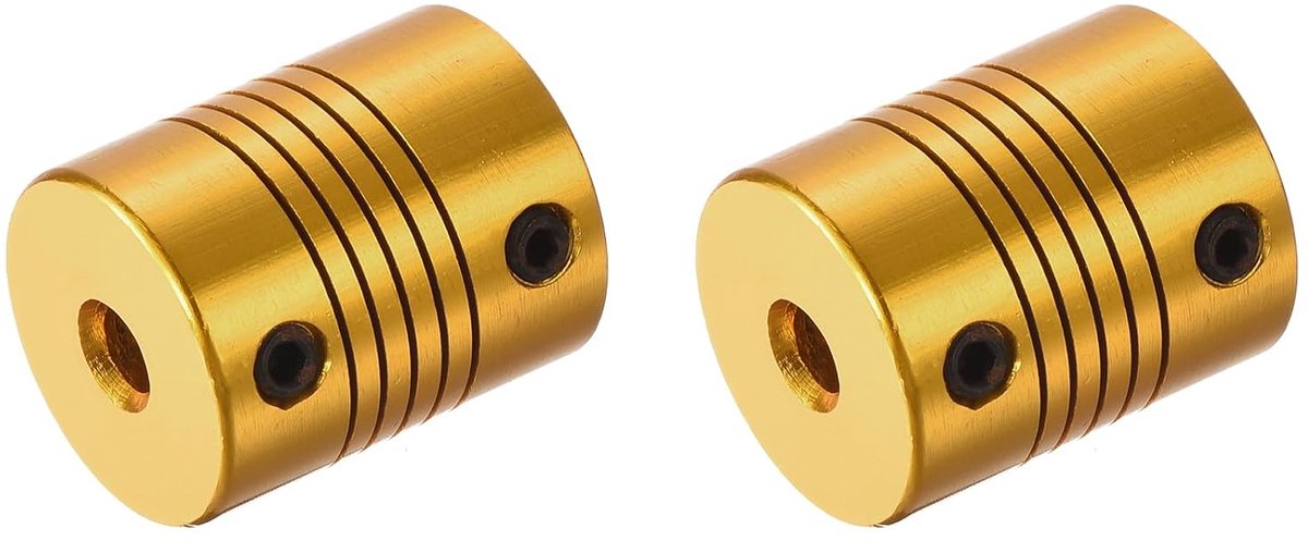 2 stuks askoppeling van aluminiumlegering van 6 mm tot 6 mm L24,5 x D19,5 flexibele koppeling voor encoder en motoren, verguld