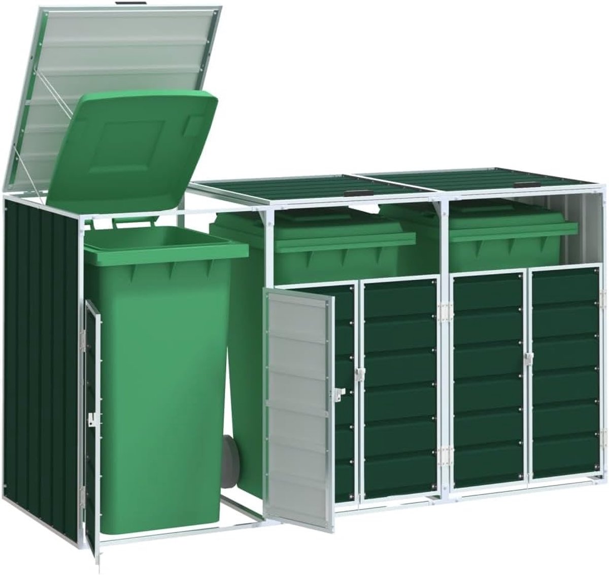 Wheelie Bin Storage - Stalen Tuinafvalbakafdekking, Dekselmechanisme, Uitbreidbaar Ontwerp (Grijs 72x81x115 cm) (Groente #02)