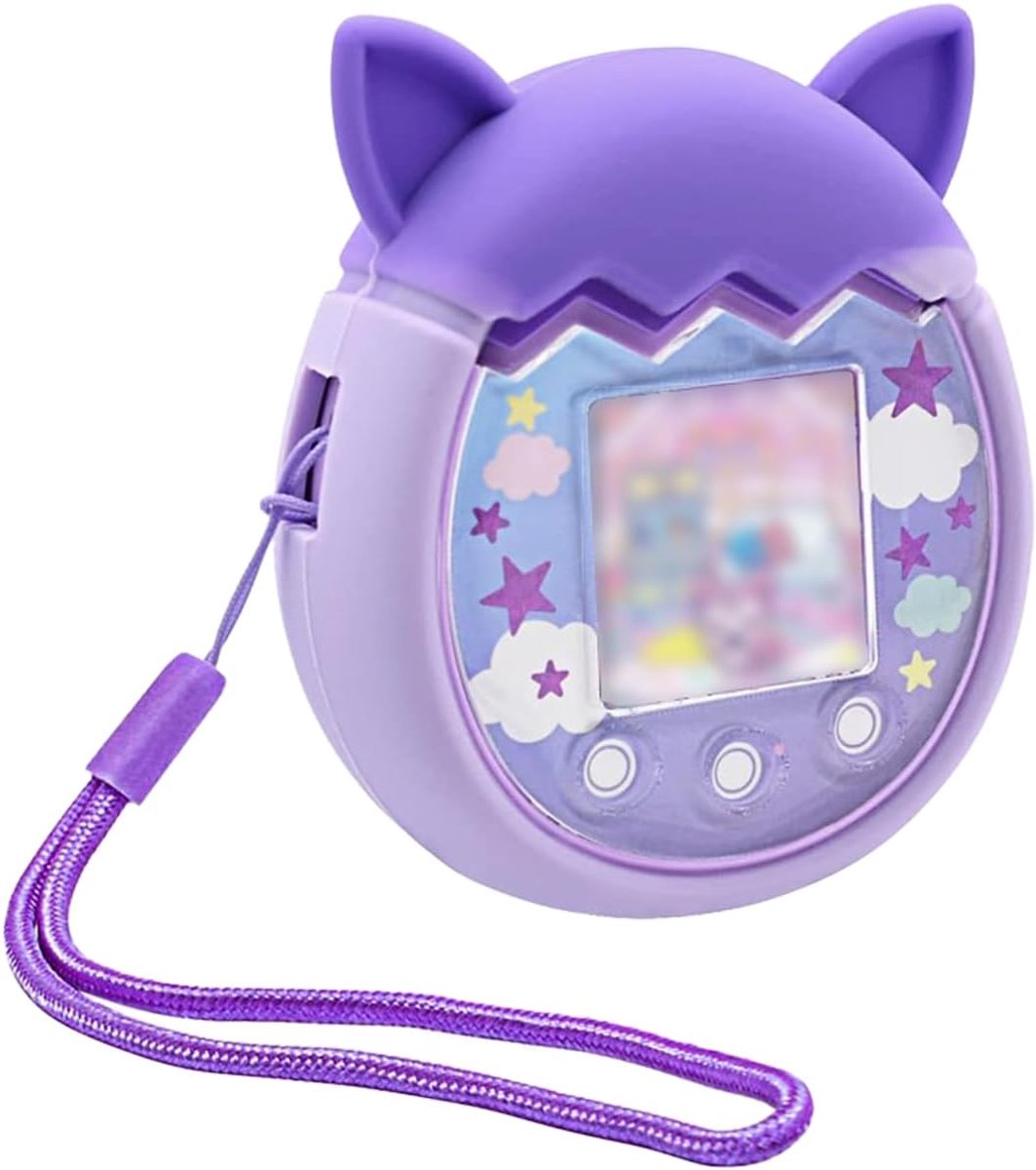 Beschermhoes voor Tamagotchi Pix, zacht tegen vallen, schokbestendig, met een string, elektronische huisdieraccessoires, bescherming voor virtual huisdier (paars)