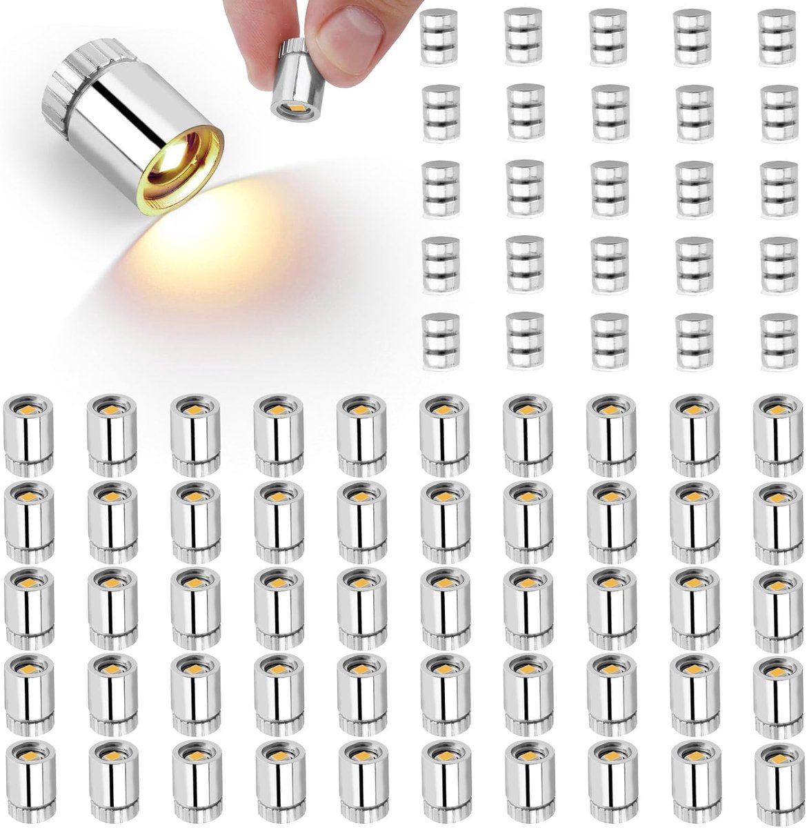 50 Mini-Ledlampjes met 25 Batterijen, op Batterijen Werkende Mini-Elektrische Lampjes met Plastic Behuizing voor Knutselprojecten Papieren Lantaarns en Poppenhuisaccessoires (Warm Wit)