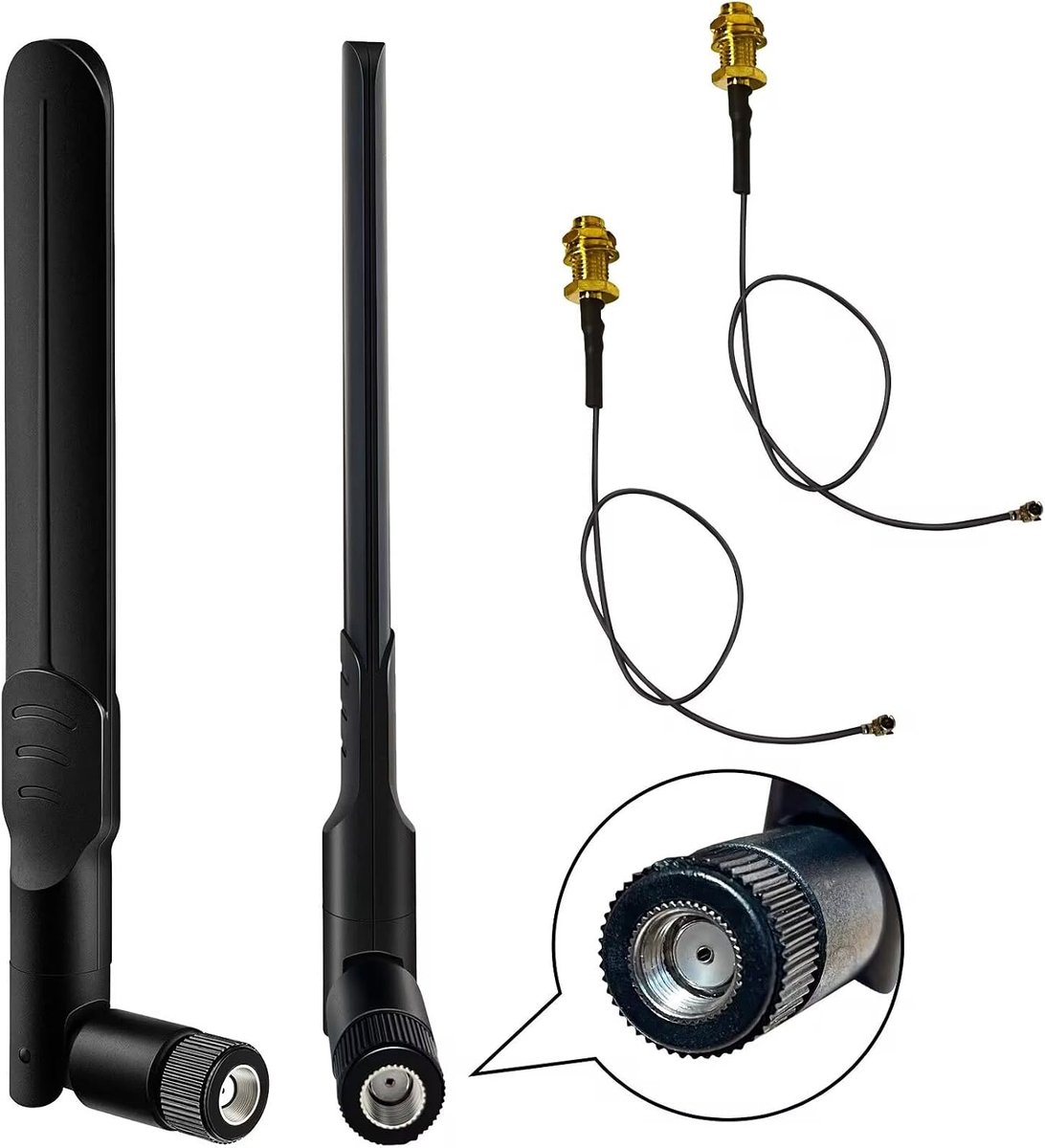 RP-SMA 2,4 GHz / 5 GHz / 5,8 GHz 8 dBi, U.FL naar RP-SMA vrouwelijke verlengkabel voor Mini PCIe Intel draadloze netwerkkaart, WiFi-adapter, WiFi/WLAN-kaart – 2-pack | RP-SMA mannelijk/vrouwelijk, coaxkabel 25 cm, IP-camera, netwerkkaart, wifi-router