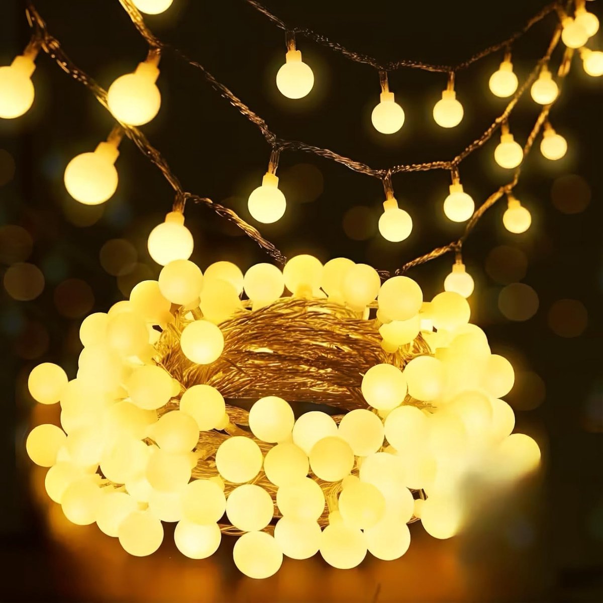 Lichtsnoer, 20 m, 40 leds, werkt op batterijen, 2 modi, decoratief, voor binnen en buiten, slaapkamer, bruiloft, feest, verjaardag, Valentijnsdag, Kerstmis (warme bol)