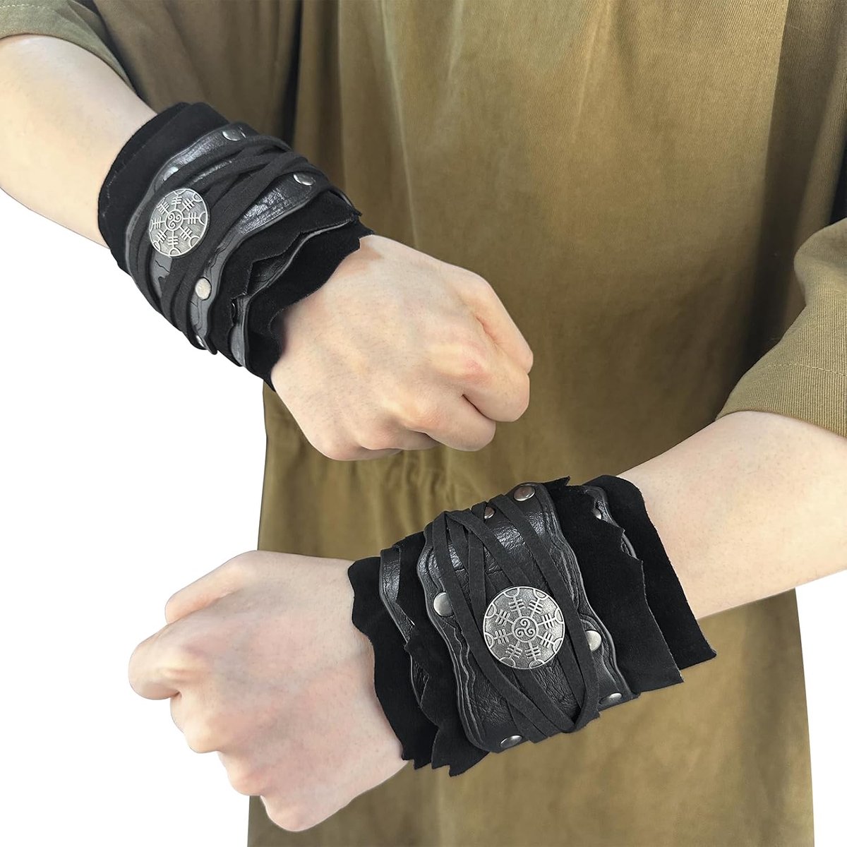 Middeleeuwse Suède Arm Wraps, Renaissance kunstbont beugels, Viking polsband boogschieten arm beschermers ridder handboeien