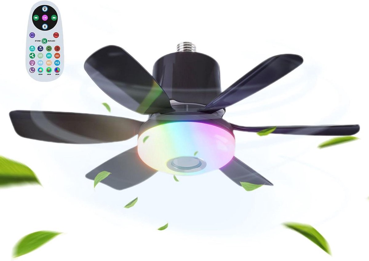 Moderne Plafondventilator - Licht en Muziek - Comfort Creëren - Afstandsbediening - 20 cm - Zwart