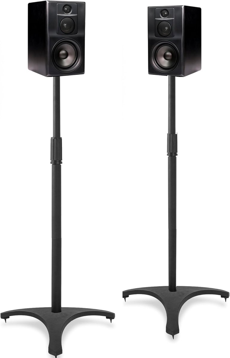 Speakerhouder set van 2 - Hoogte verstelbaar 86-127 cm - Met kabelbeheer - Voor optimale geluidskwaliteit - SnelShoppen