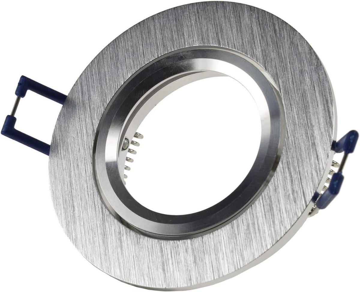 Inbouwplafondspot, geborsteld roestvrij staal, 68 mm diameter, draaibare montage met clipring