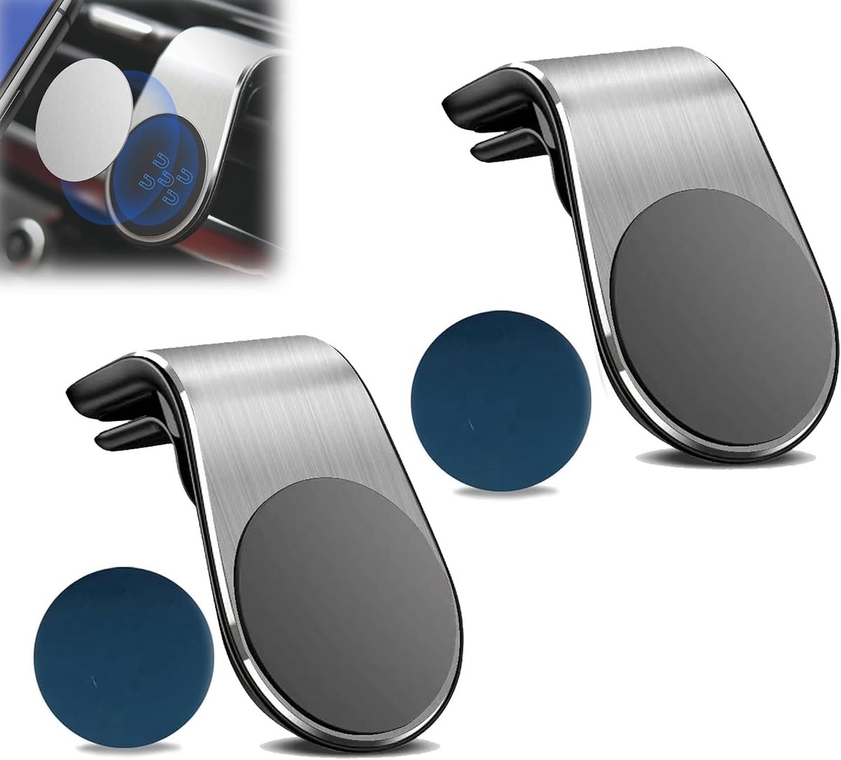 Compatibel met Ooono No2/No1, magnetische houder, auto voor ventilatiesleuven, autohouder, snelheidsmeterhouder met clip, compatibel met radarcamera waarschuwingsvoertuigen (zilver