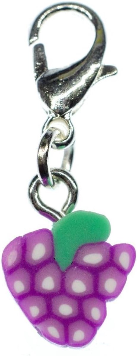 Druiven Charm Zipper Pull hanger wijndruif fruit schijf paars - handgemaakt modesieraad I kettinghanger verzilverd - bedelhanger bedelarmband - hanger voor armband