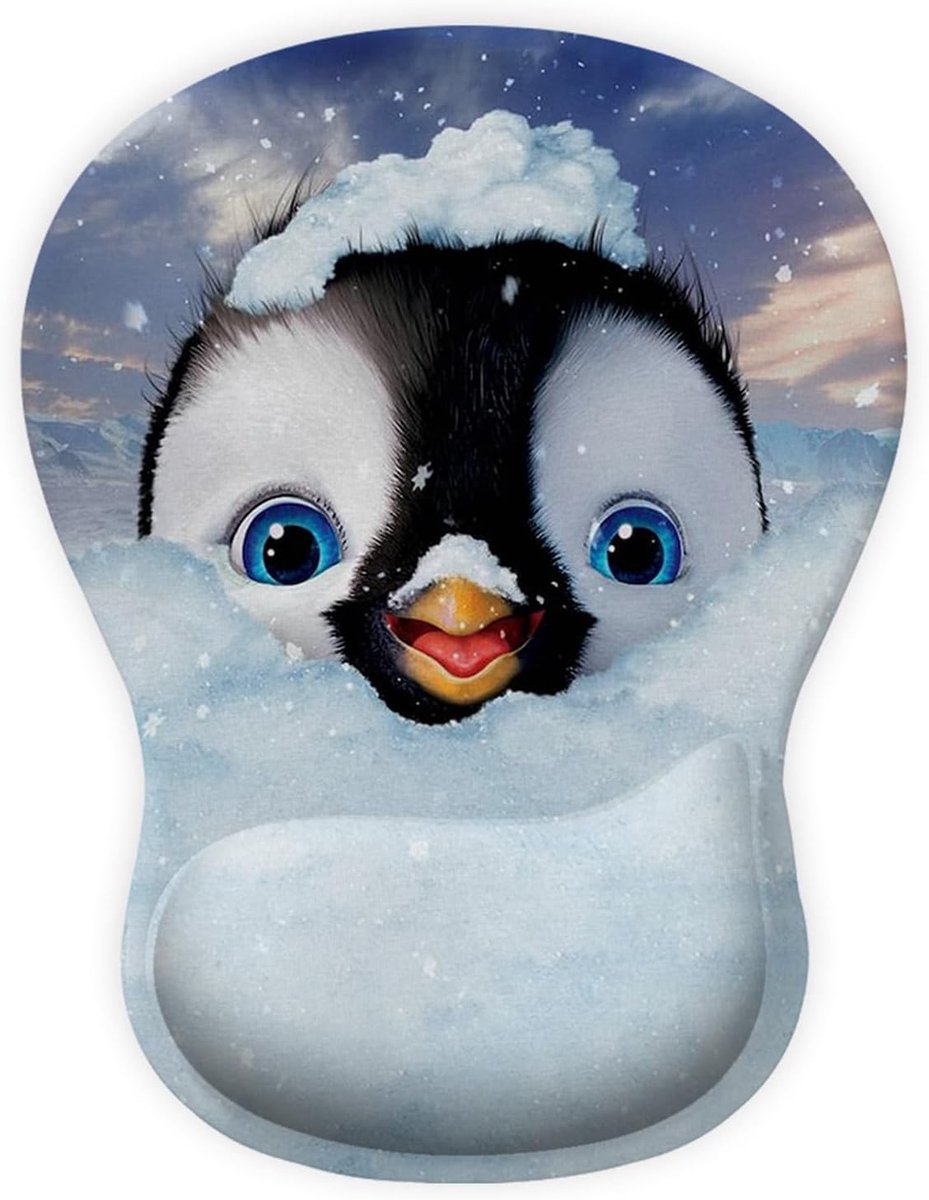 Muismat met Gel Polssteun, Ergonomische Mouse Pad met Polsondersteuning, Pinguïn