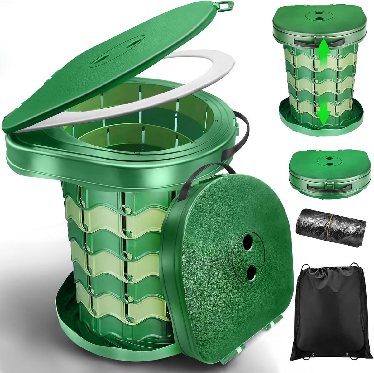 Toilet voor volwassenen, campingkast, chemisch toilet, opvouwbaar campingtoilet, telescopisch in hoogte verstelbaar, max. 400 pond, voor outdoor kamperen, barbecue, reizen, vissen, strand