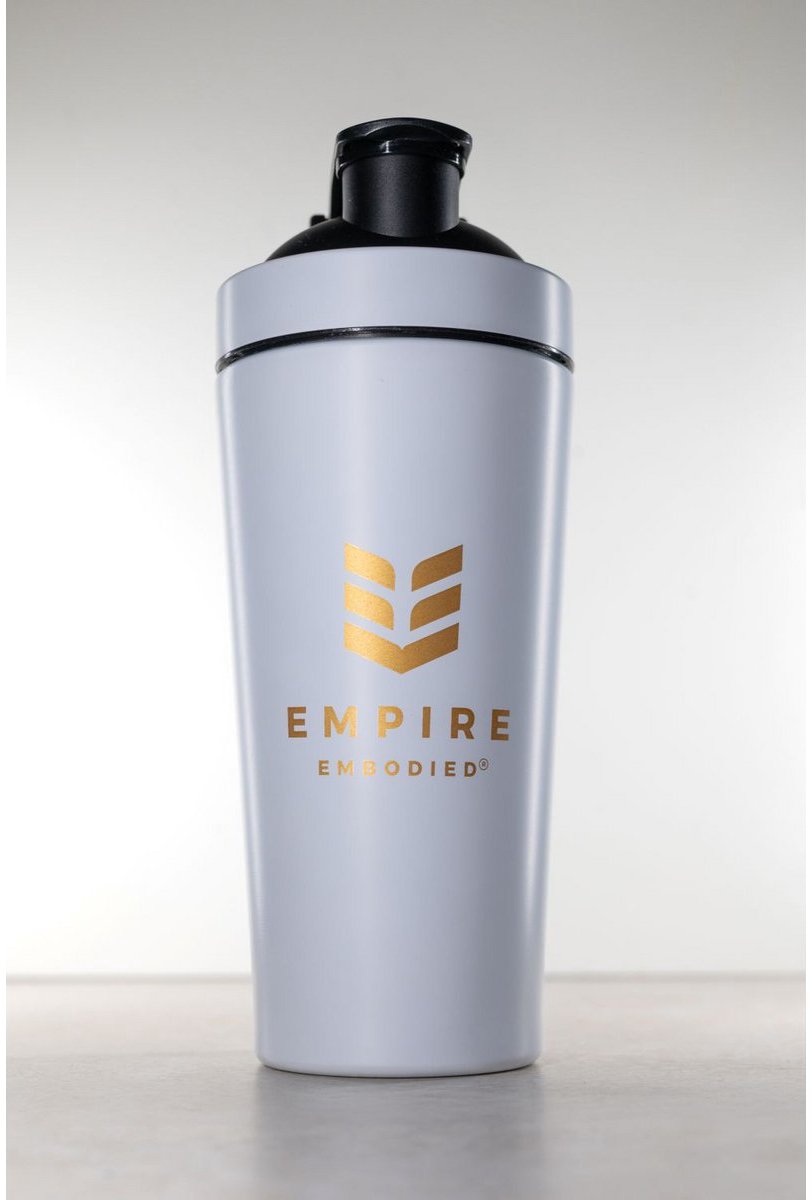 Empire Embodied Premium RVS Shakebeker White - 900 ml - Met RVS Mixbal - Lekvrij & BPA-vrij - Luxe Metalen Eiwitshaker