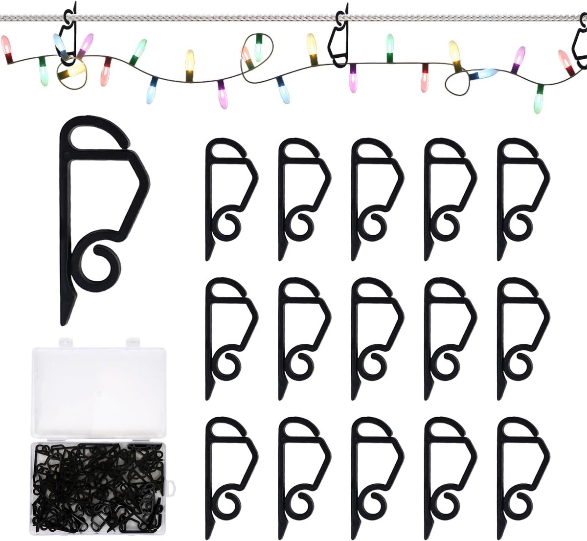 Multi-purpose haken 60 stuks - zwarte - voor dakgoot - ideaal voor kerstdecoratie - ShopVlot