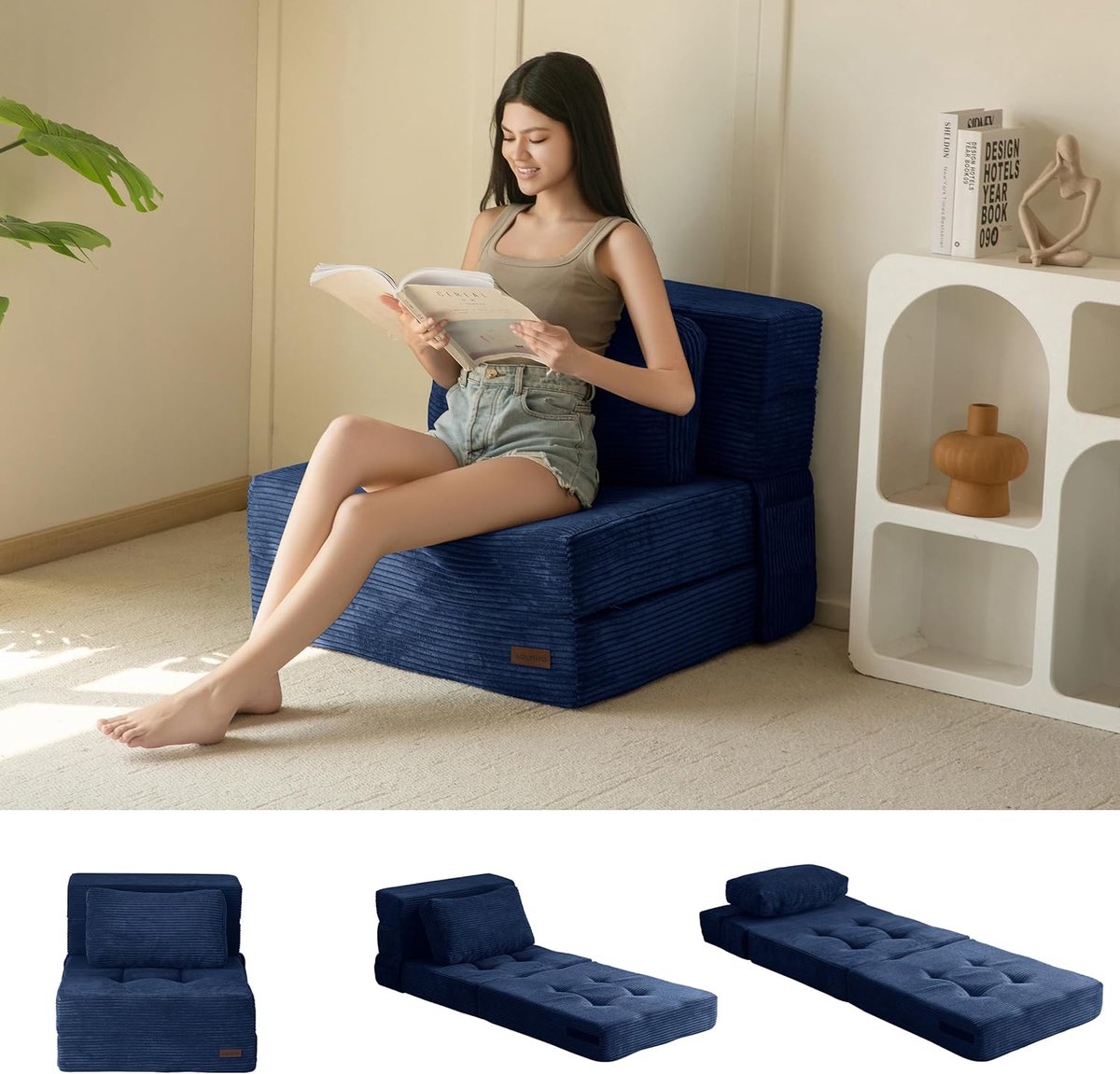 Sofa bed 3-in-1 - Vouwbaar matras met kussen - 15cm dik schuim - Compact voor gasten - ShopVlot