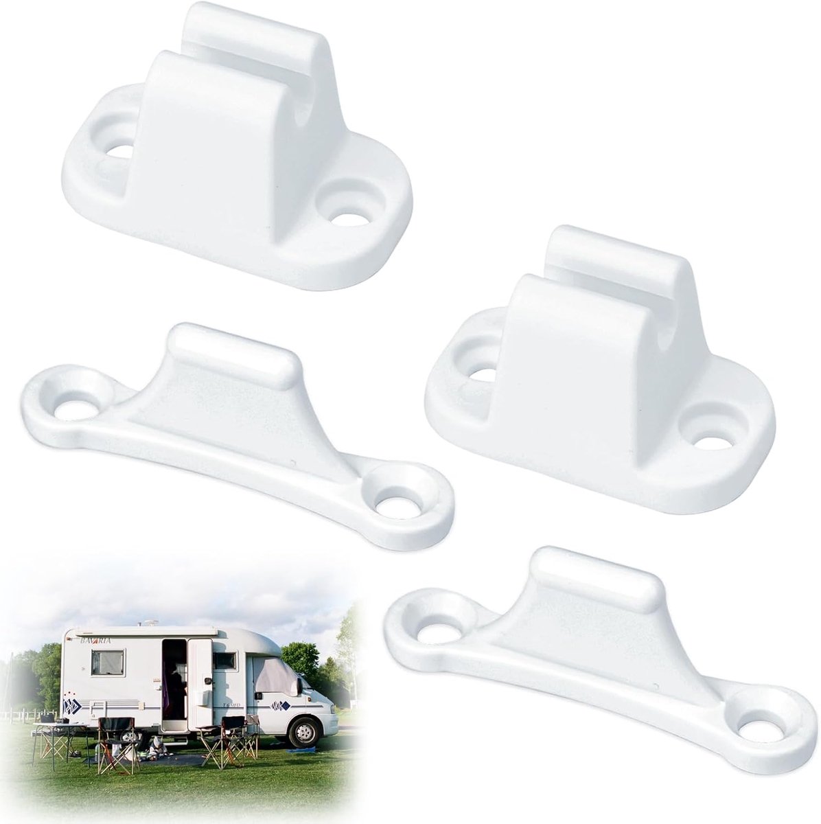 Deurslot voor camper en caravan - 35 mm en 48 mm bevestigingsgaten - witte lock voor compartiment - ShopVlot