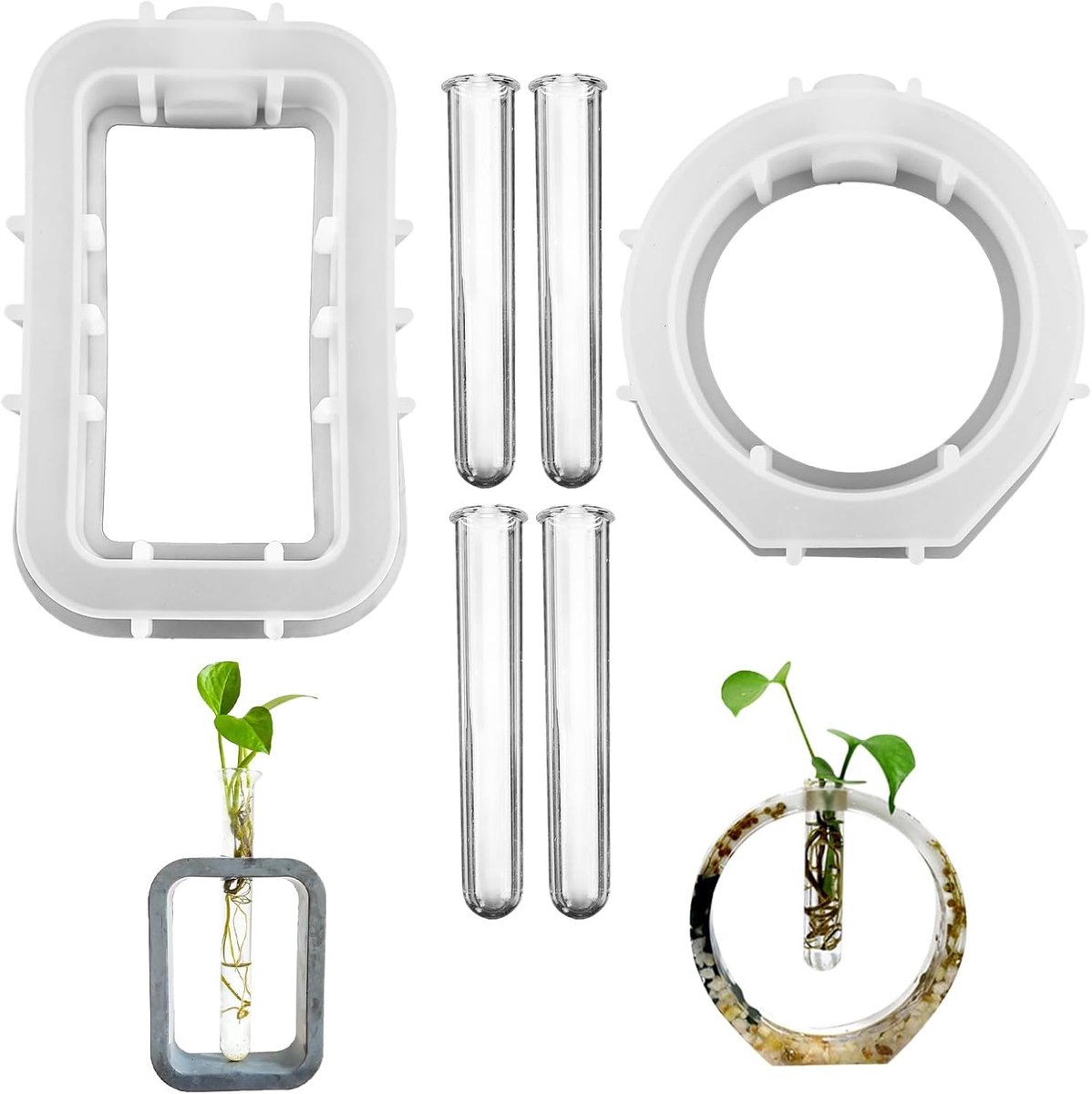 Silicone Mallen Vaas 2pcs - Inclusief 4 Acryl Proefbuizen - Voor Hydroponische Planten - DIY Vaas Maken - ShopVlot