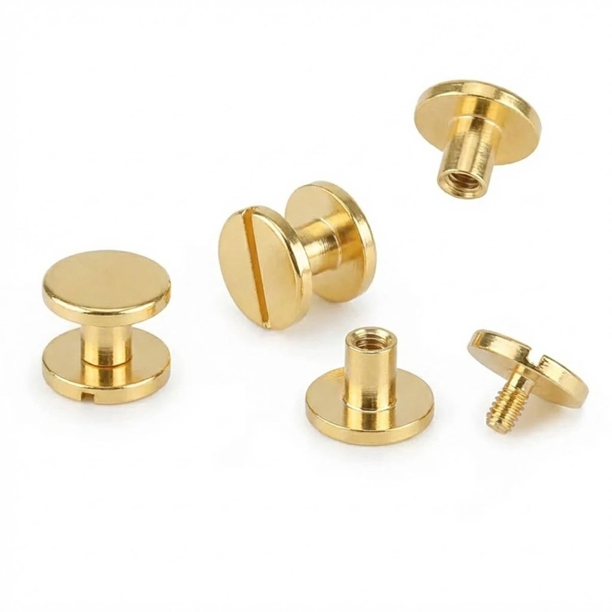 SnelShoppen - Bookscrews M5 x 5 mm - Gouden Schroeven voor Meubelmontage, DIY Projecten, Decoratie, 1 stuk, Hoogwaardige Kwaliteit, Onmisbaar in Huis