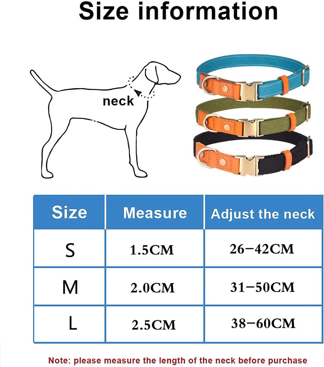 Hondenhalsband S - Lichtblauw Nylon en Leer - Verstelbaar met Metalen Veiligheidssluiting - Comfortabel en Ademend - ShopVlot