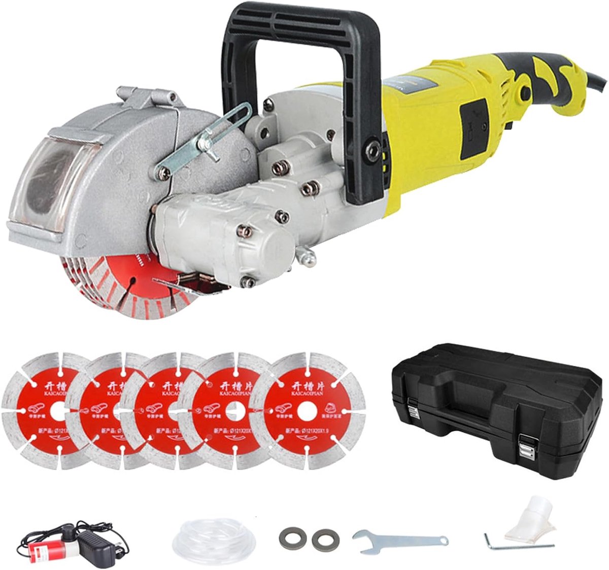 Elektrische Muurfrezer 4000W - 5 x 125 mm Bladen - Instelbare Diepte/Breedte - Dust-free met Afzuiging - ShopVlot