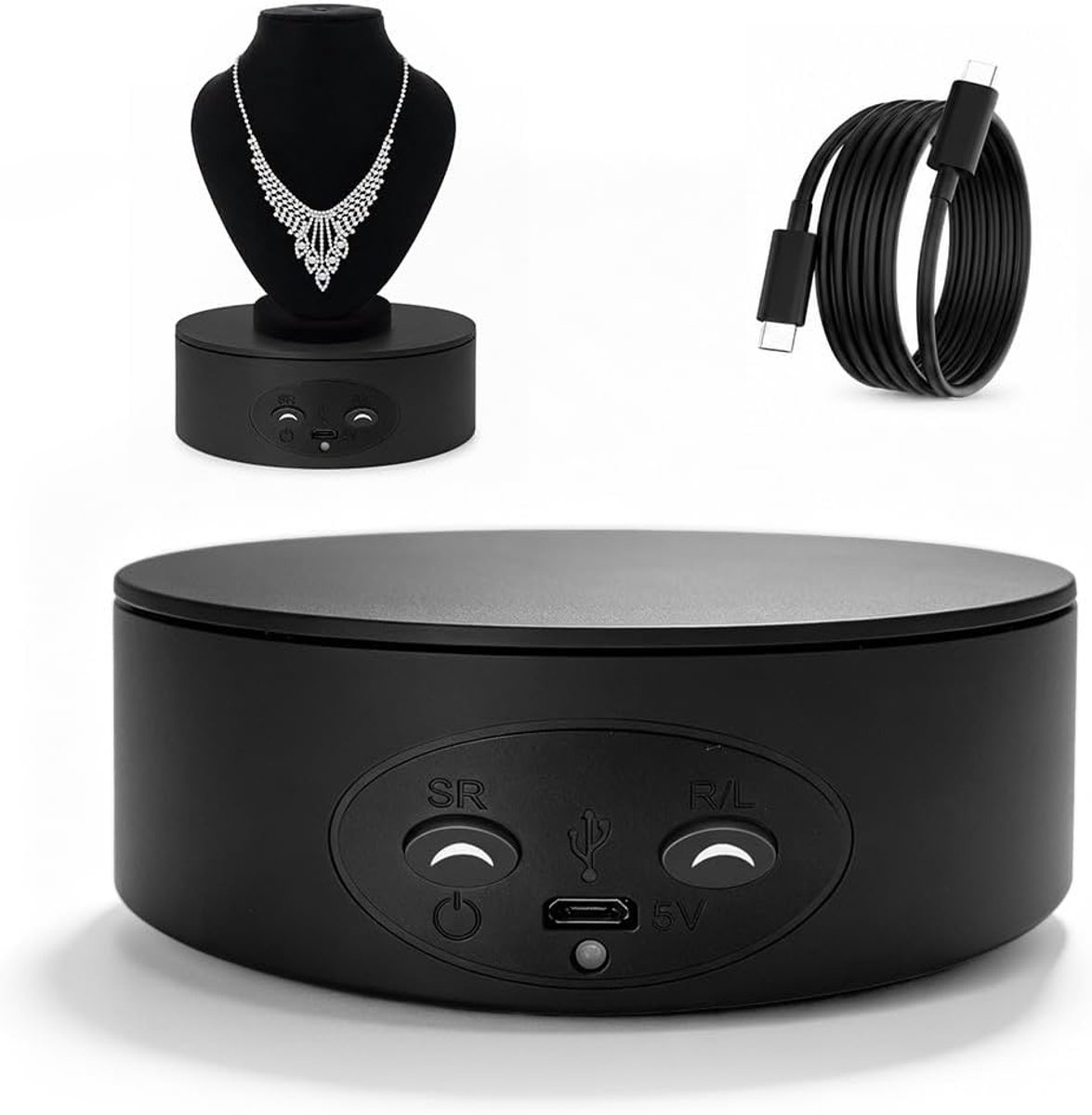 Elektrisch draaiplateau 13 cm - 5 kg draagkracht - 360° rotatie - ideaal voor productfotografie - ShopVlot