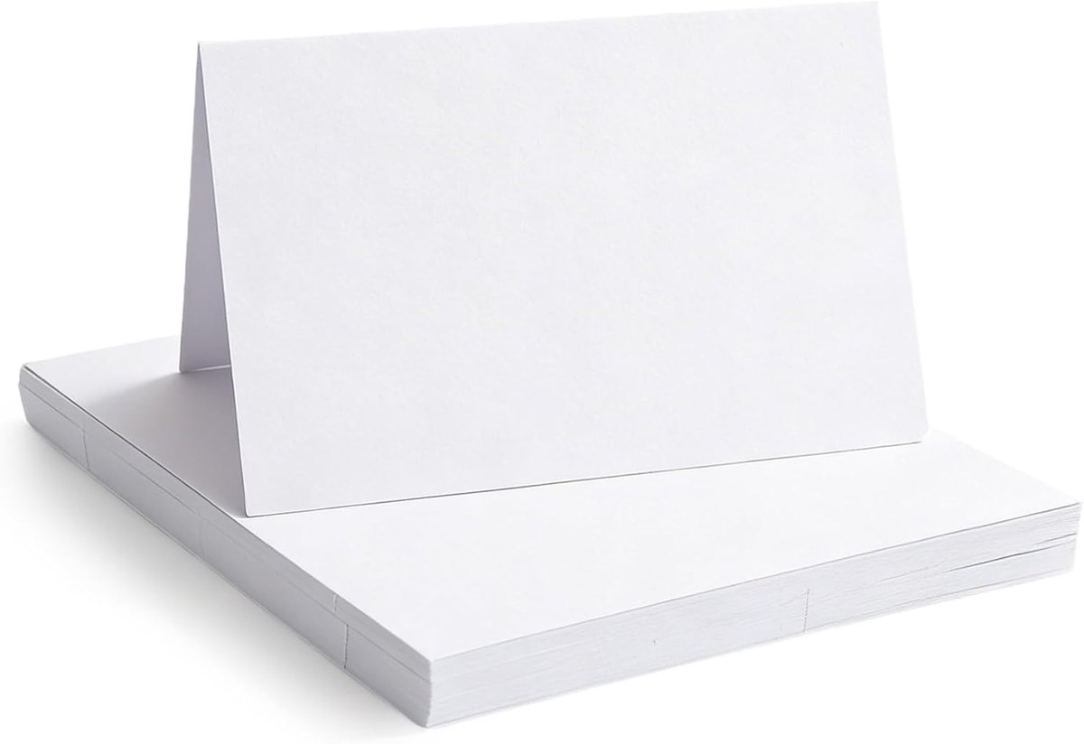 Vouwkaarten 10 x 15 cm - Blank - Wit en groen - Perfect voor uitnodigingen - ShopVlot