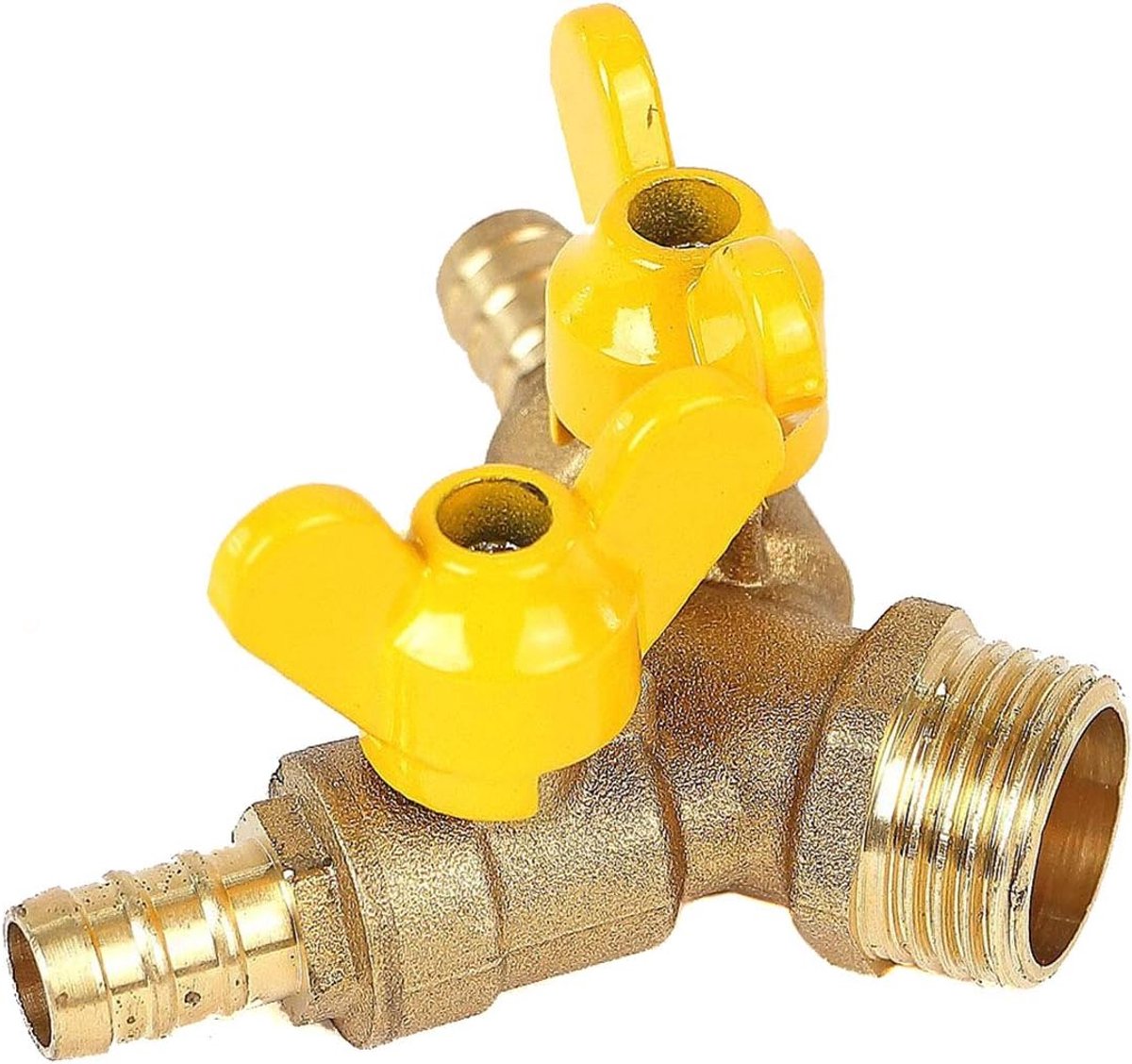 2-way Y-distributor 1/2 inch - met afsluitbare ball valves - voor tuin- en slangverbinding - eenvoudig te gebruiken - ShopVlot