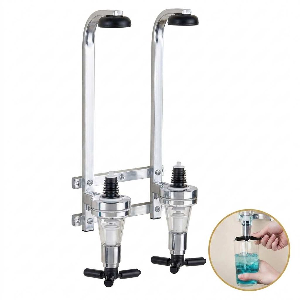DIVERZA Drankdispenser Wandmontage – 2 Flessen – Bar Butler – Shot Dispenser Muur – Thuisbar & Man Cave – Inclusief Montagemateriaal – RVS