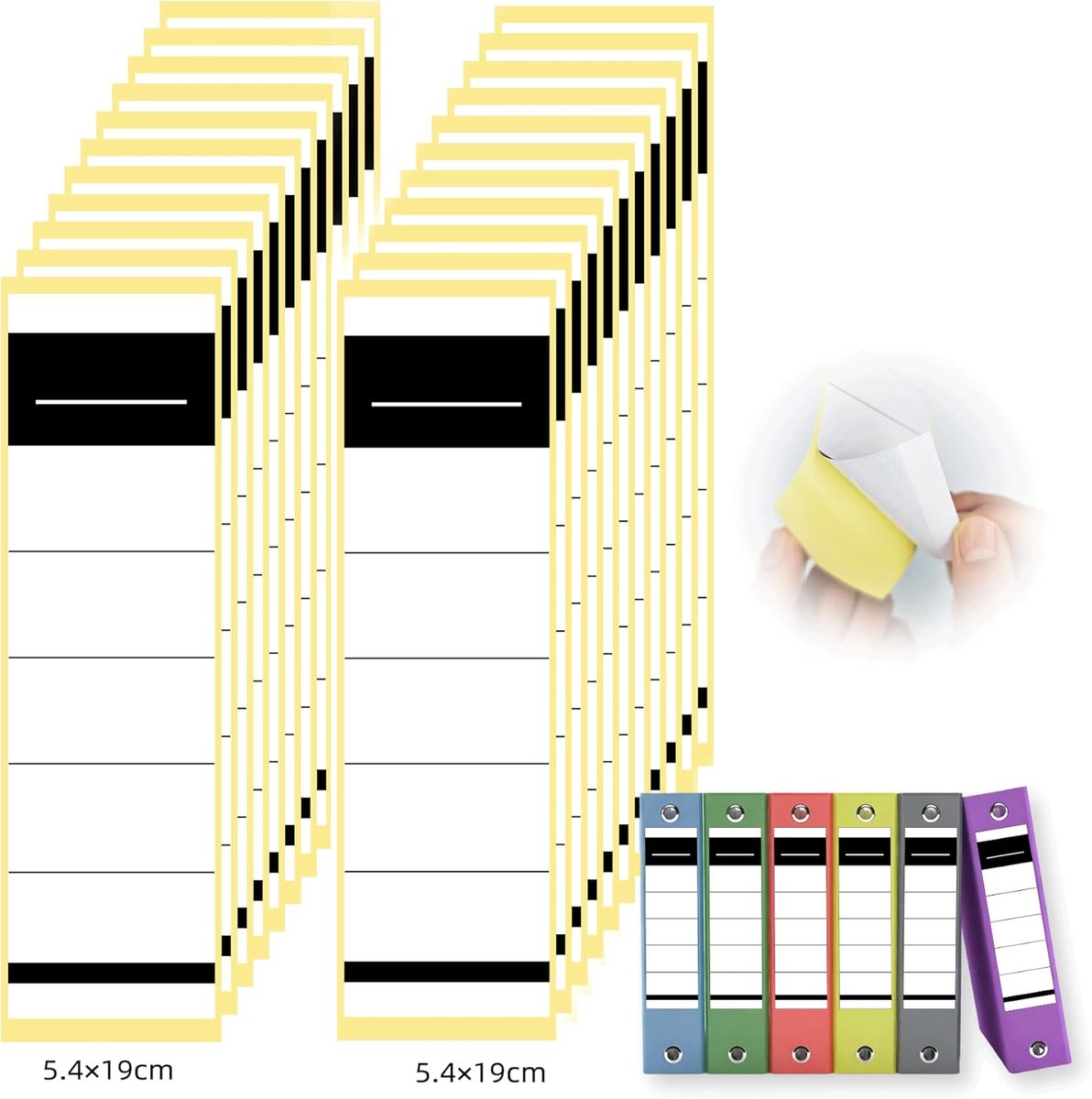 100x Zelfklevende Etiketten voor Ordnerrug - Archiefstickers voor Mappen & Dossiers (19x5,4 cm)