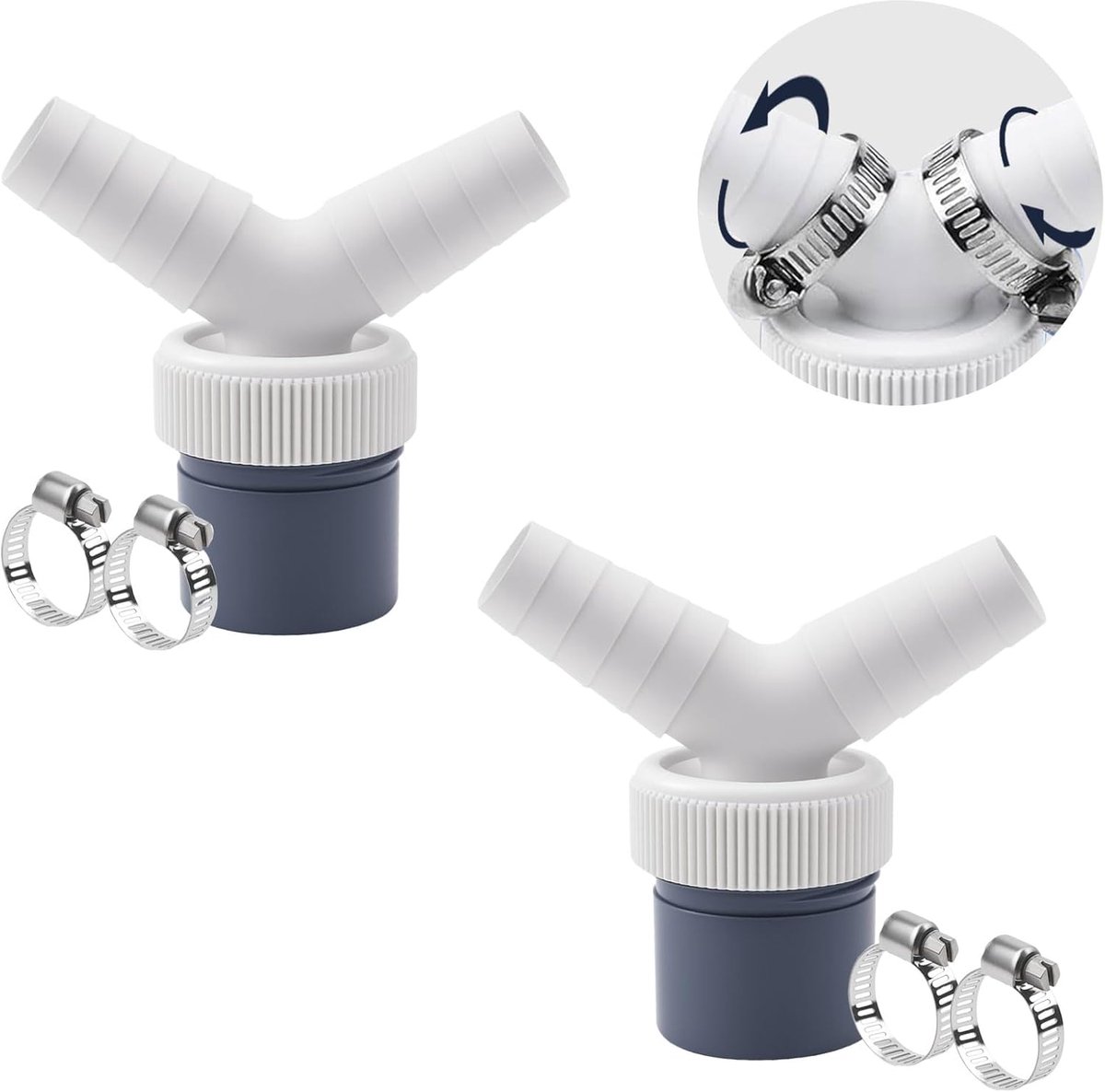 Afvoeradapter wasmachine 40 mm - PVC dubbelverbinding - met slangklemmen - voor wasmachine en vaatwasser - ShopVlot