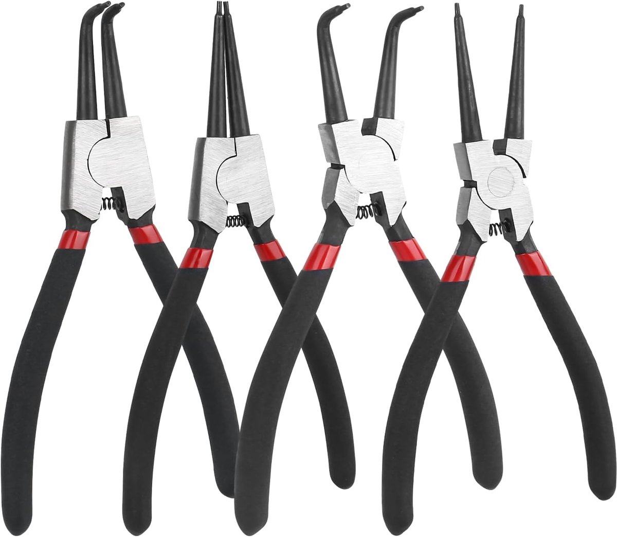 Retaining Ring Pliers Set 180mm - met draagtas - rechte en gebogen tangen - ideaal voor binnen- en buitengebruik - ShopVlot