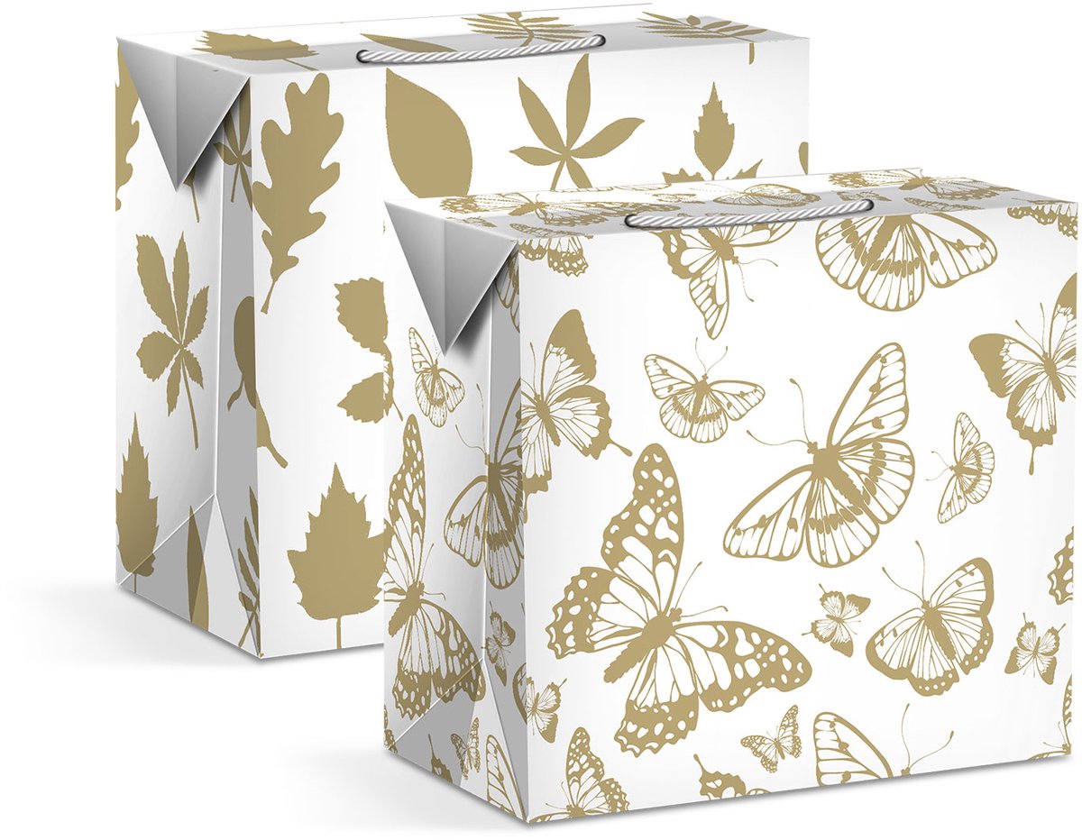 Cadeauzak - papier - 225 x 135 x 200 mm - 2 soorten / verpakking 12 Stuks [58293]