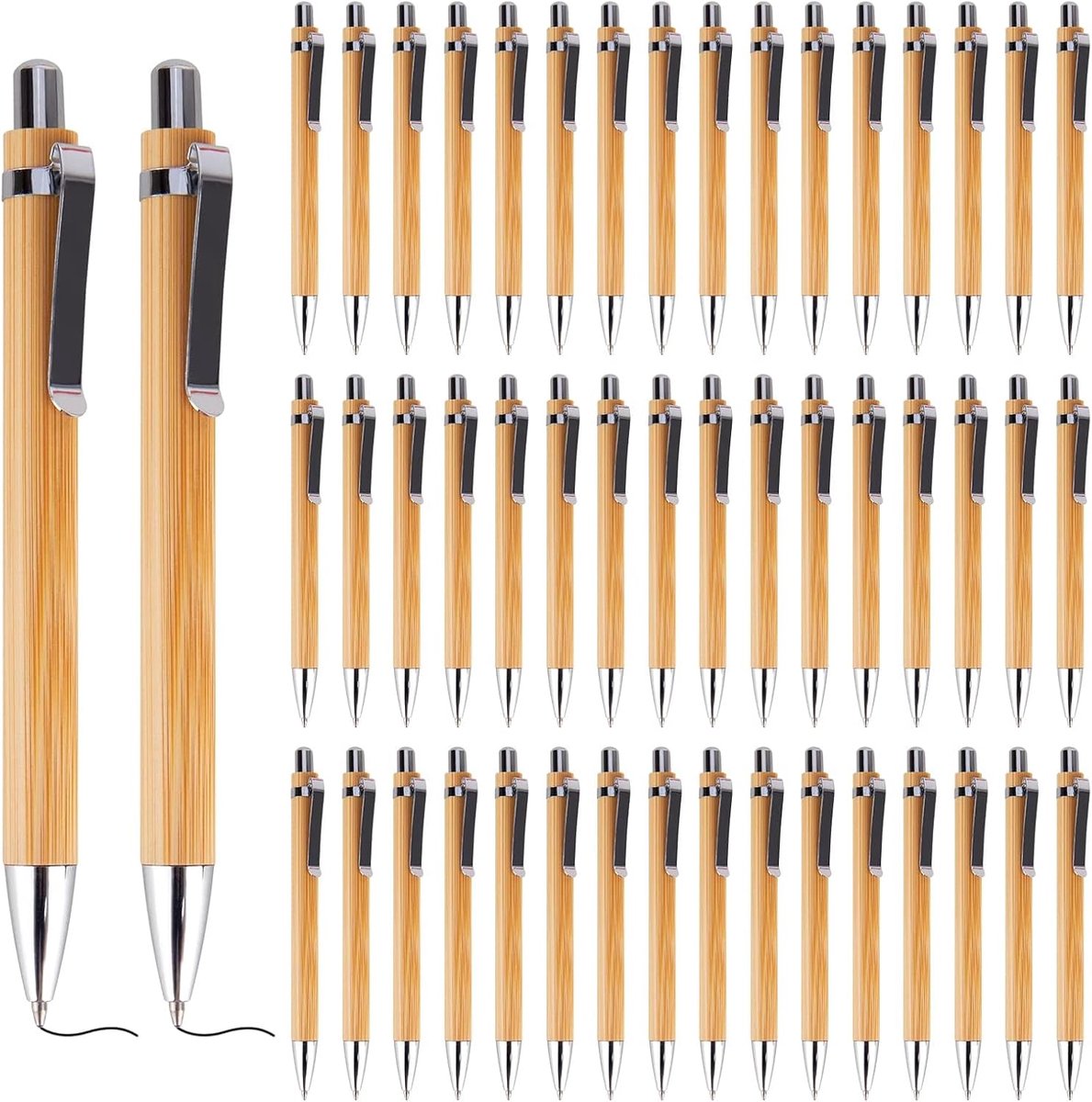 Bamboe balpen 30 stuks - ergonomisch - milieuvriendelijk - perfect voor journaling - ShopVlot