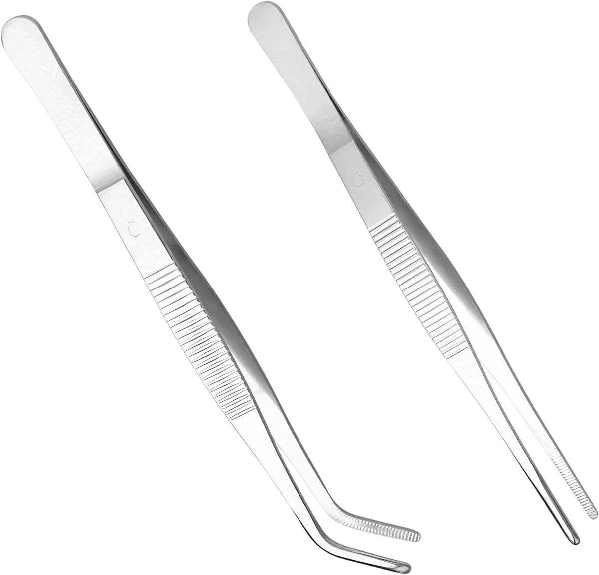 Pincet set van 2 - 14 cm - roestvrij staal - antislip - ideaal voor precisiewerk - ShopVlot