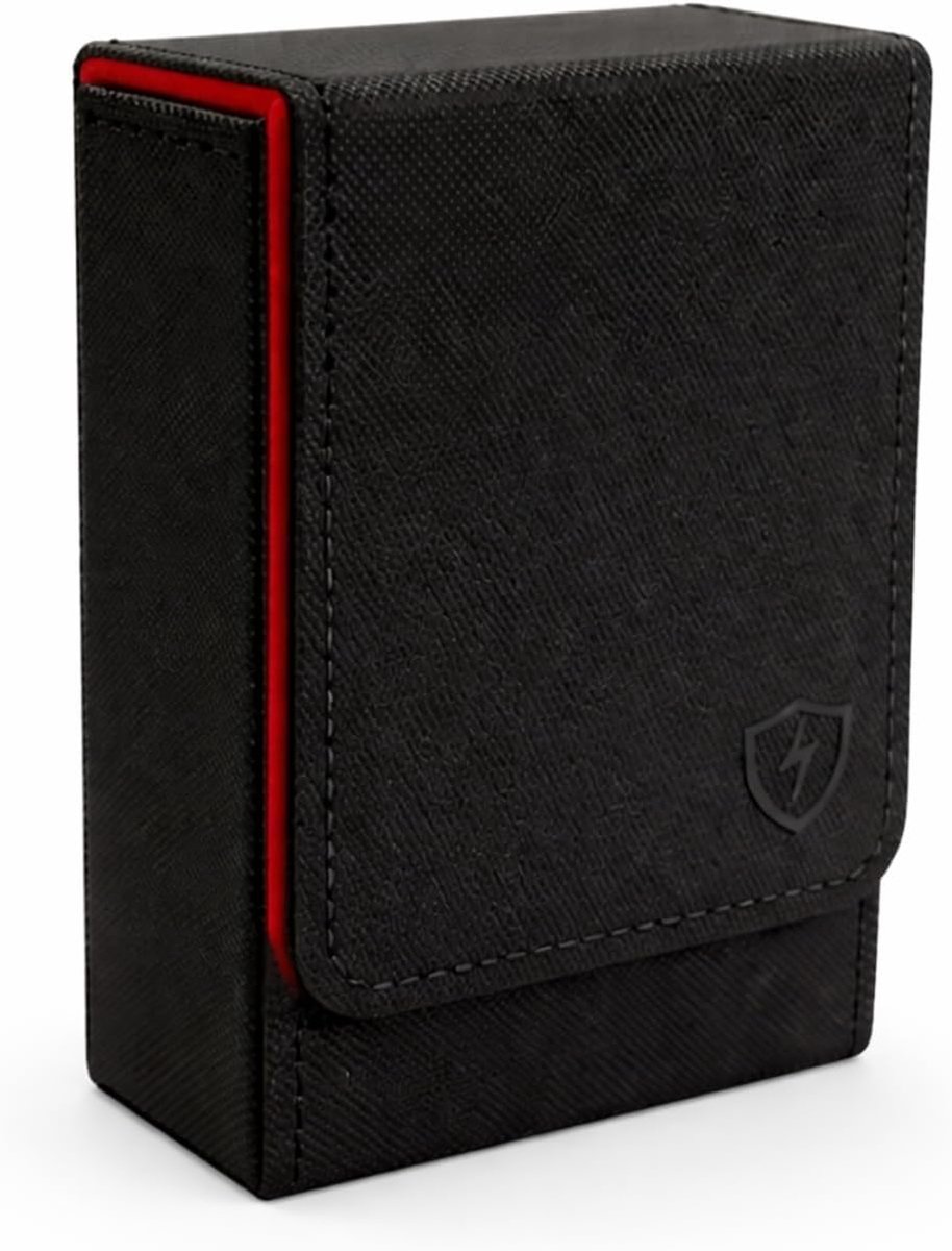 Pokerkaarthouder enkel dek - premium leren zwart-rood - stijlvolle sluiting - ideaal voor game-avonden - ShopVlot