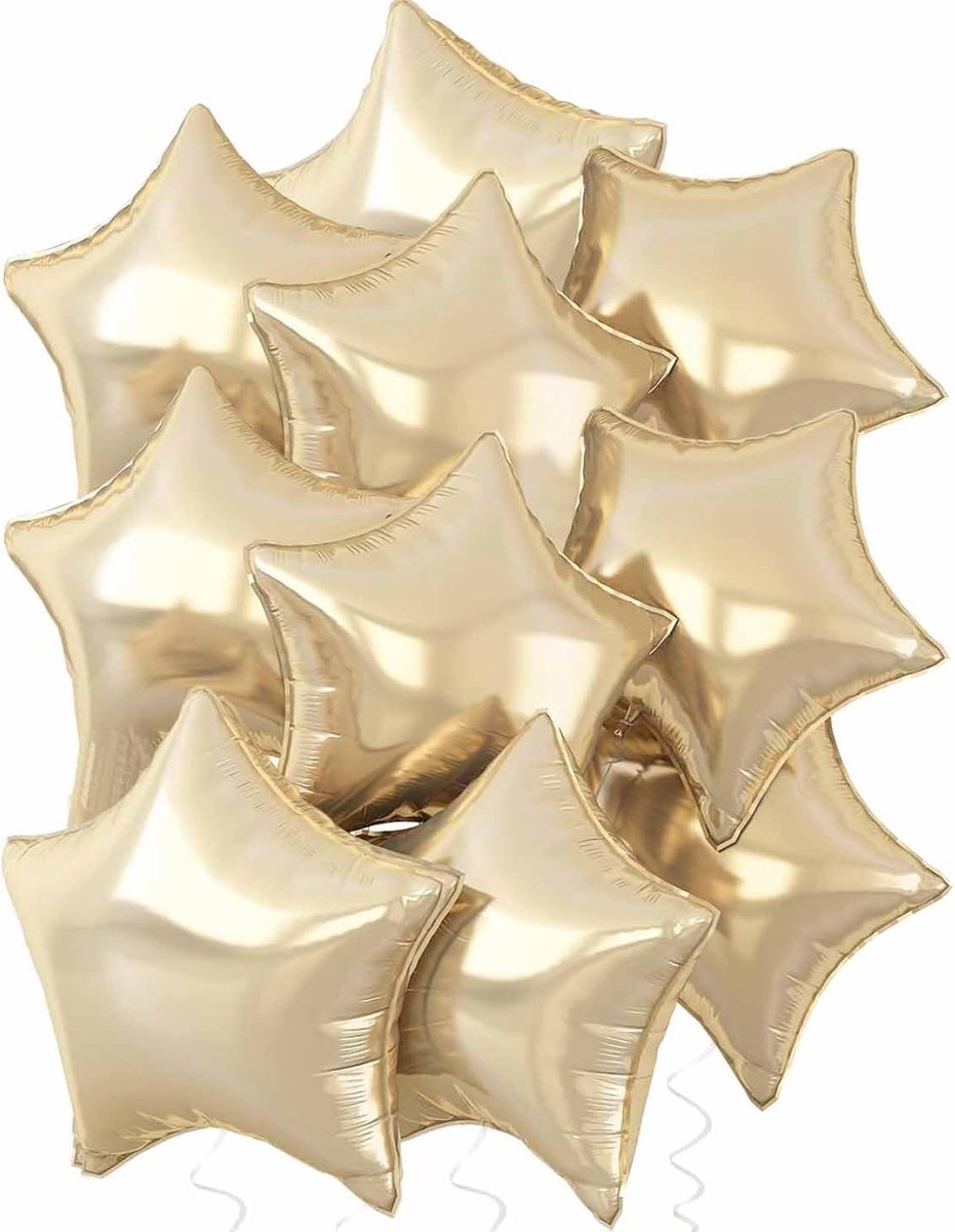 Sterrenfolieballonnen 45 cm - Lichtgoud - 10 stuks - Perfect voor feesten - ShopVlot