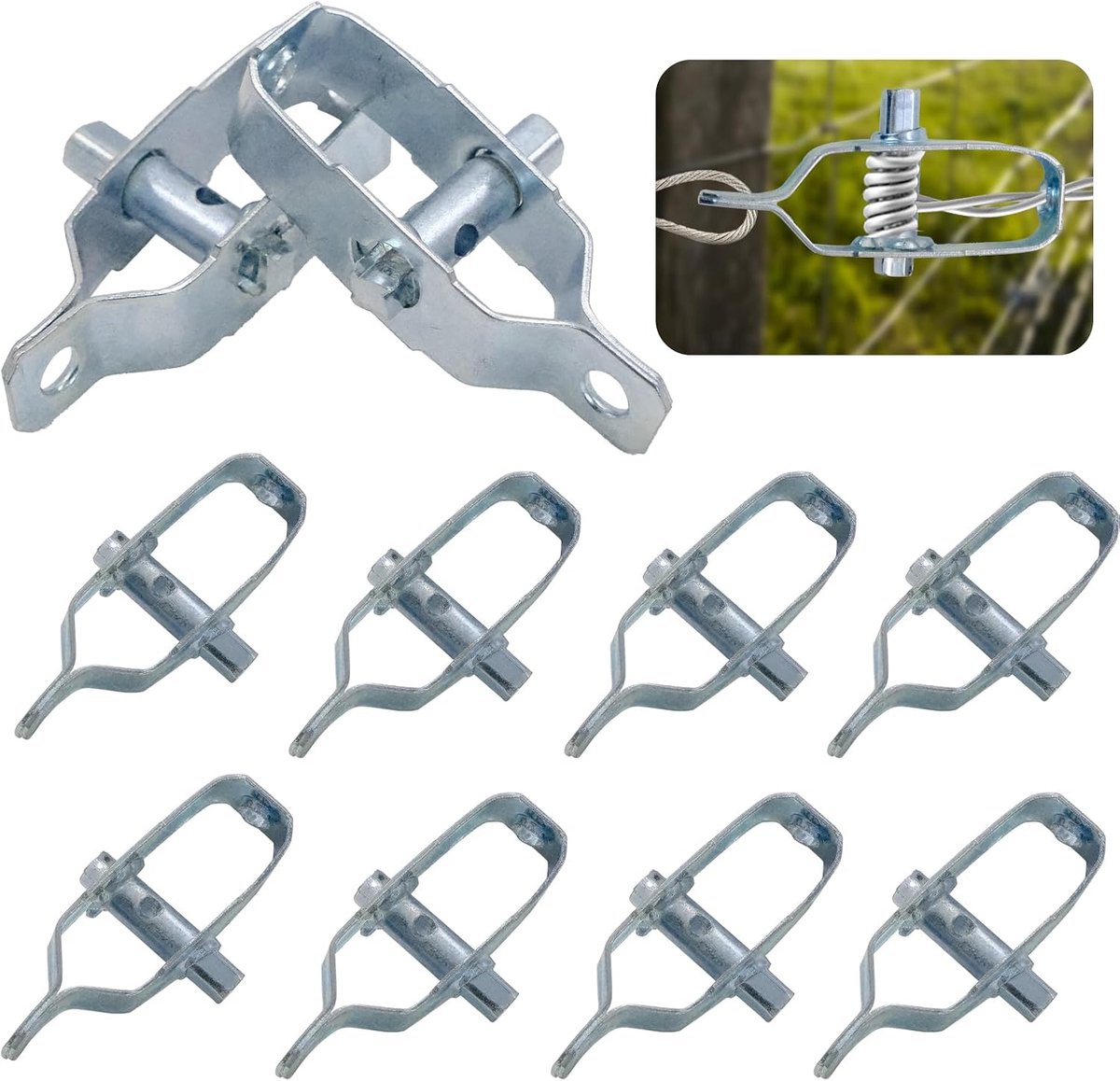 Draadspanners set van 12 - Gegalvaniseerd 89 mm - Anticorrosie - Eenvoudig te gebruiken voor fruittuinbouw - ShopVlot