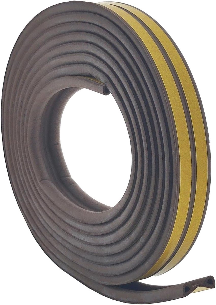 Rubber seal 2 x 3 m - P-profiel - bruin - voorkomt koude lucht - ShopVlot