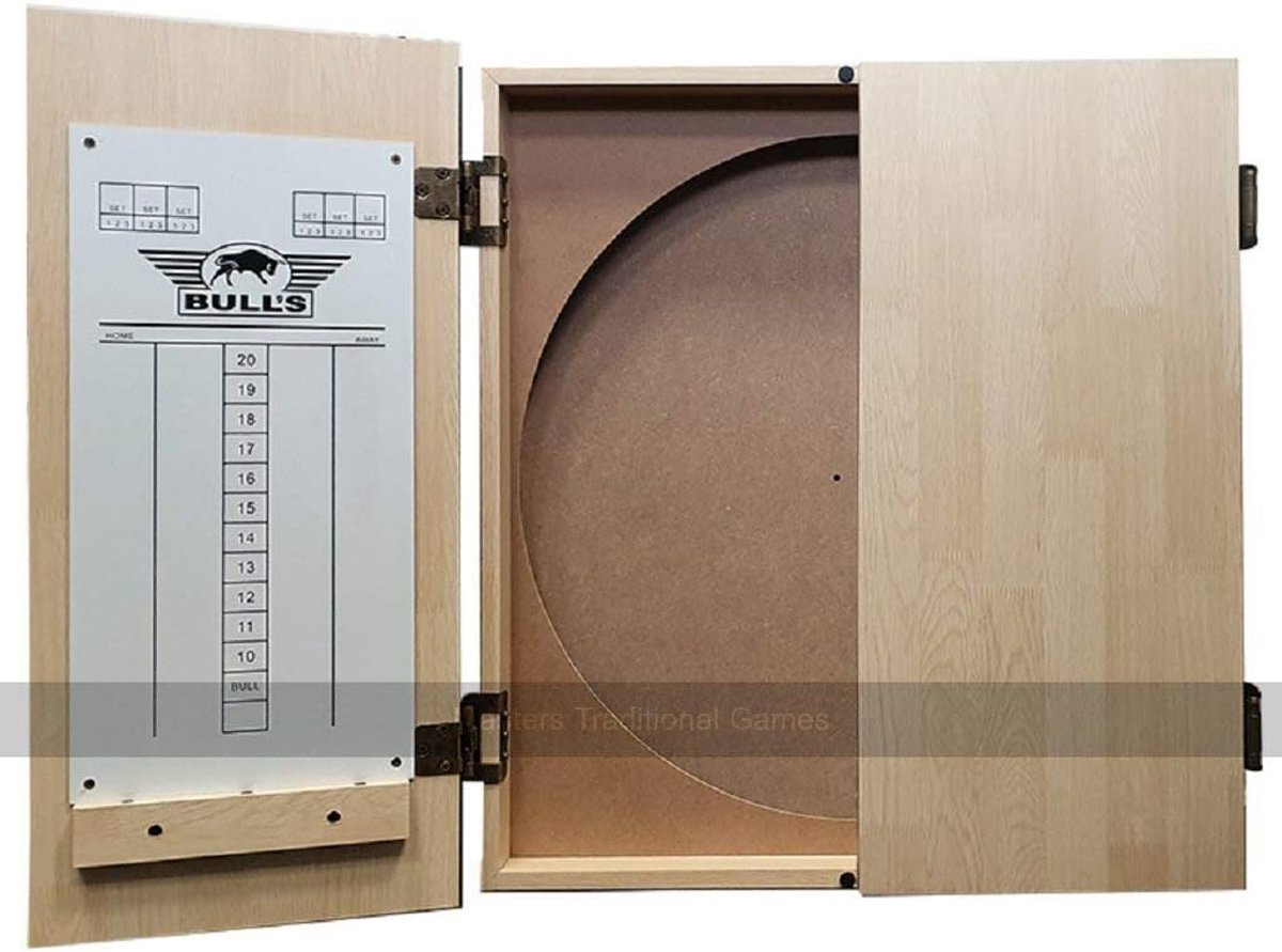 Dartbordkast Deluxe - Licht Eiken - Stevige MDF - Inclusief scoreborden - ShopVlot