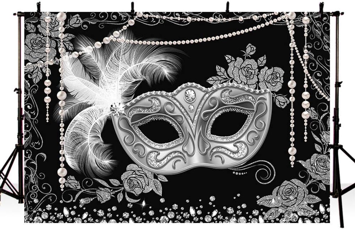 Fotografie Achtergrond 7x5ft - Zilveren Bloem Parels Crystal Veer - Perfect voor Feestdecoratie - ShopVlot
