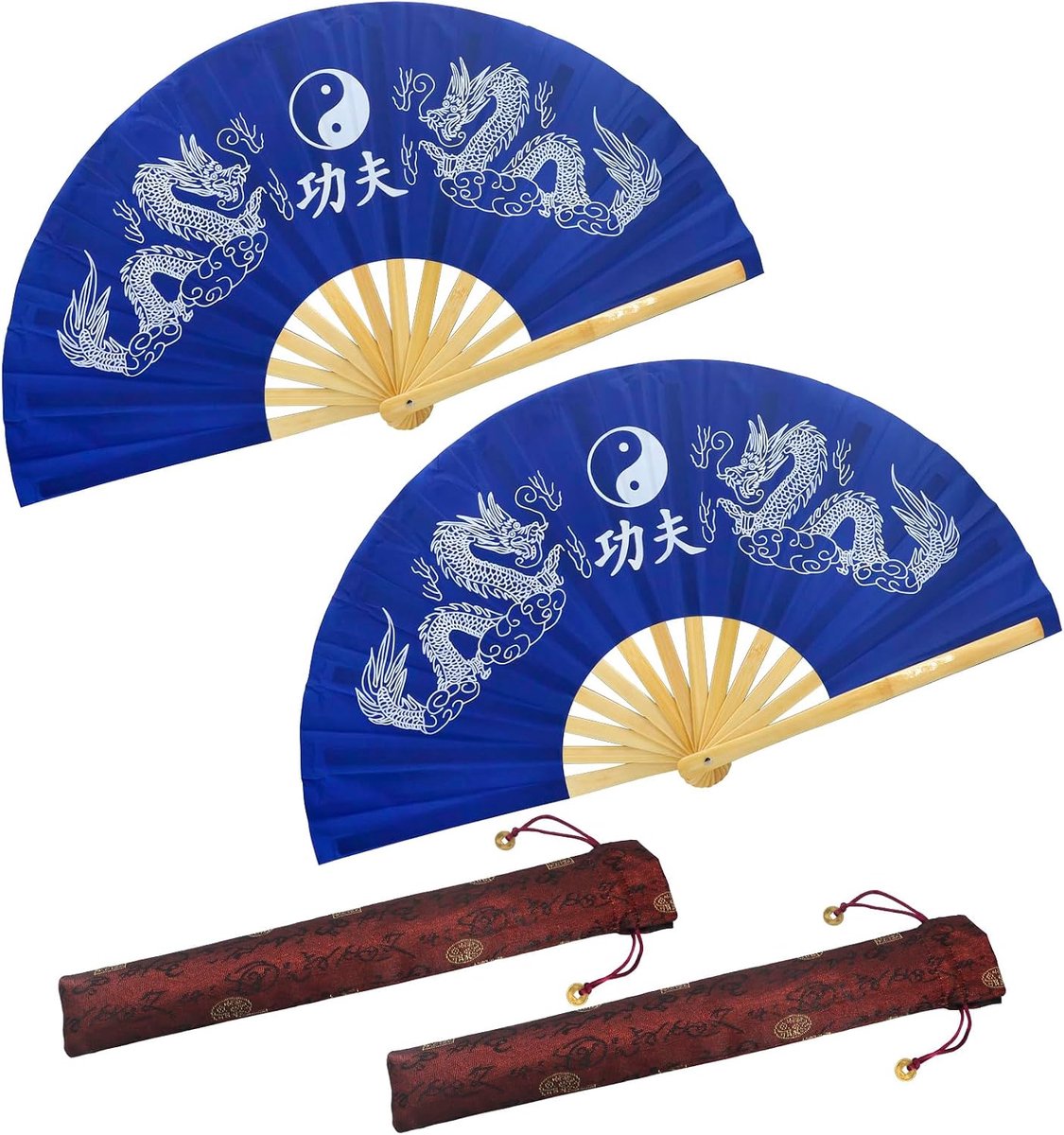 Kung Fu fan 33 cm - bamboe opvouwbaar - draakontwerp - perfect voor tai chi - ShopVlot
