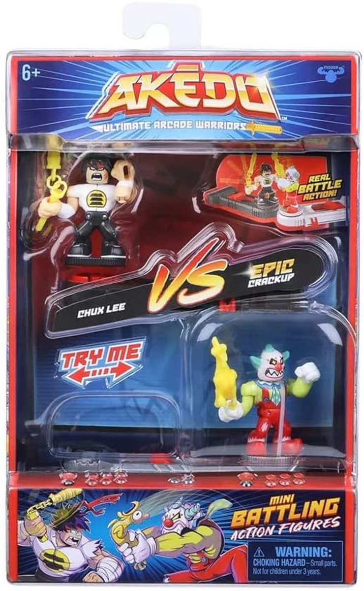 Actiefiguren Akedo Ultimate Arcade Warriors - Chux Lee vs Crackup - 2 strijders met controllers - Spannend strijdspel - ShopVlot