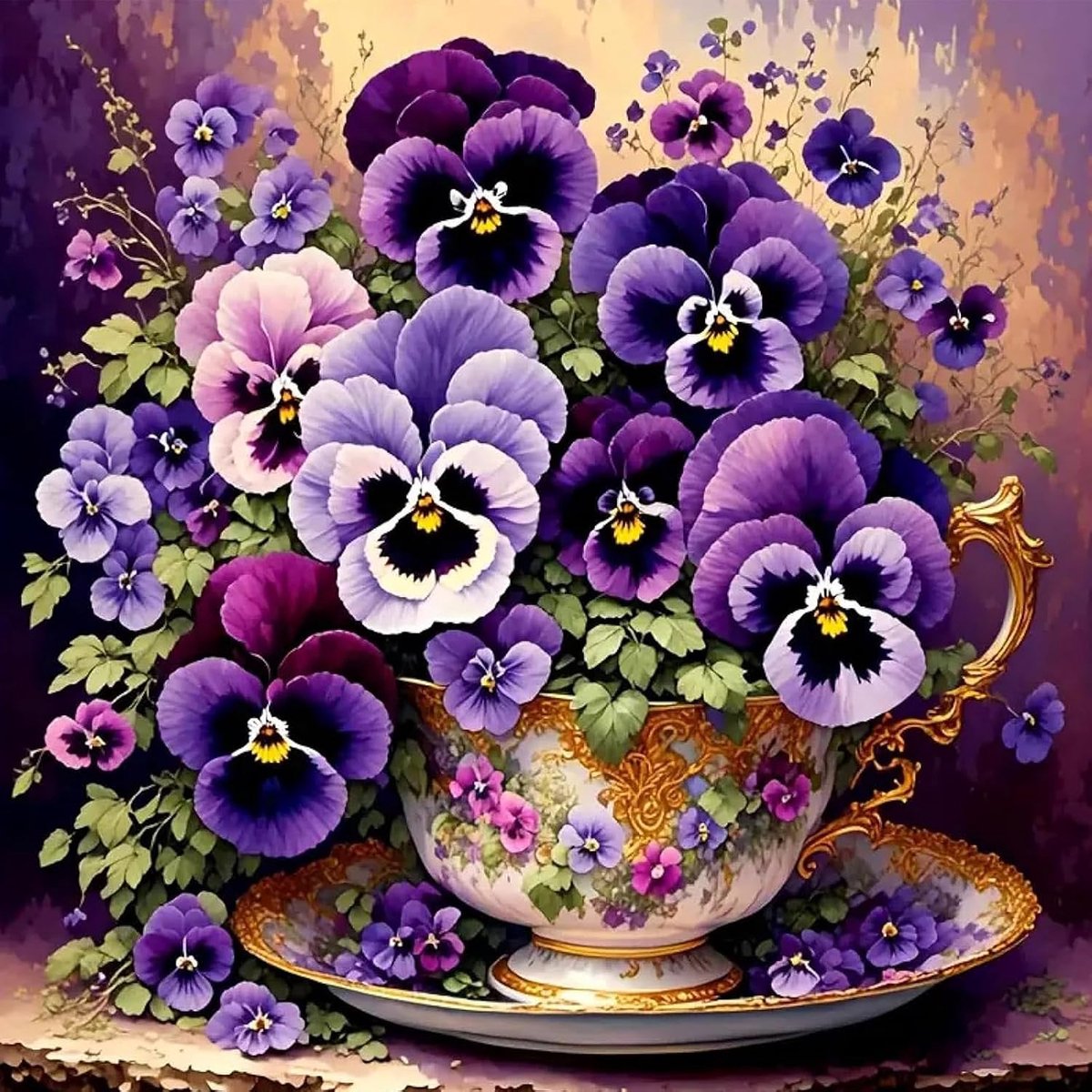 Diamant schilderen set 30x30cm - paarse vaas bloemen - volledige drill ronde diamanten - ShopVlot