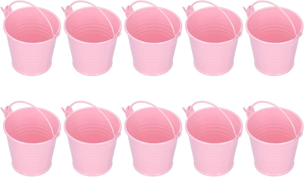 Bloempot mini vetplantenpot - metalen emmer met handgrepen - decoratieve container - voor binnen en buiten - ShopVlot