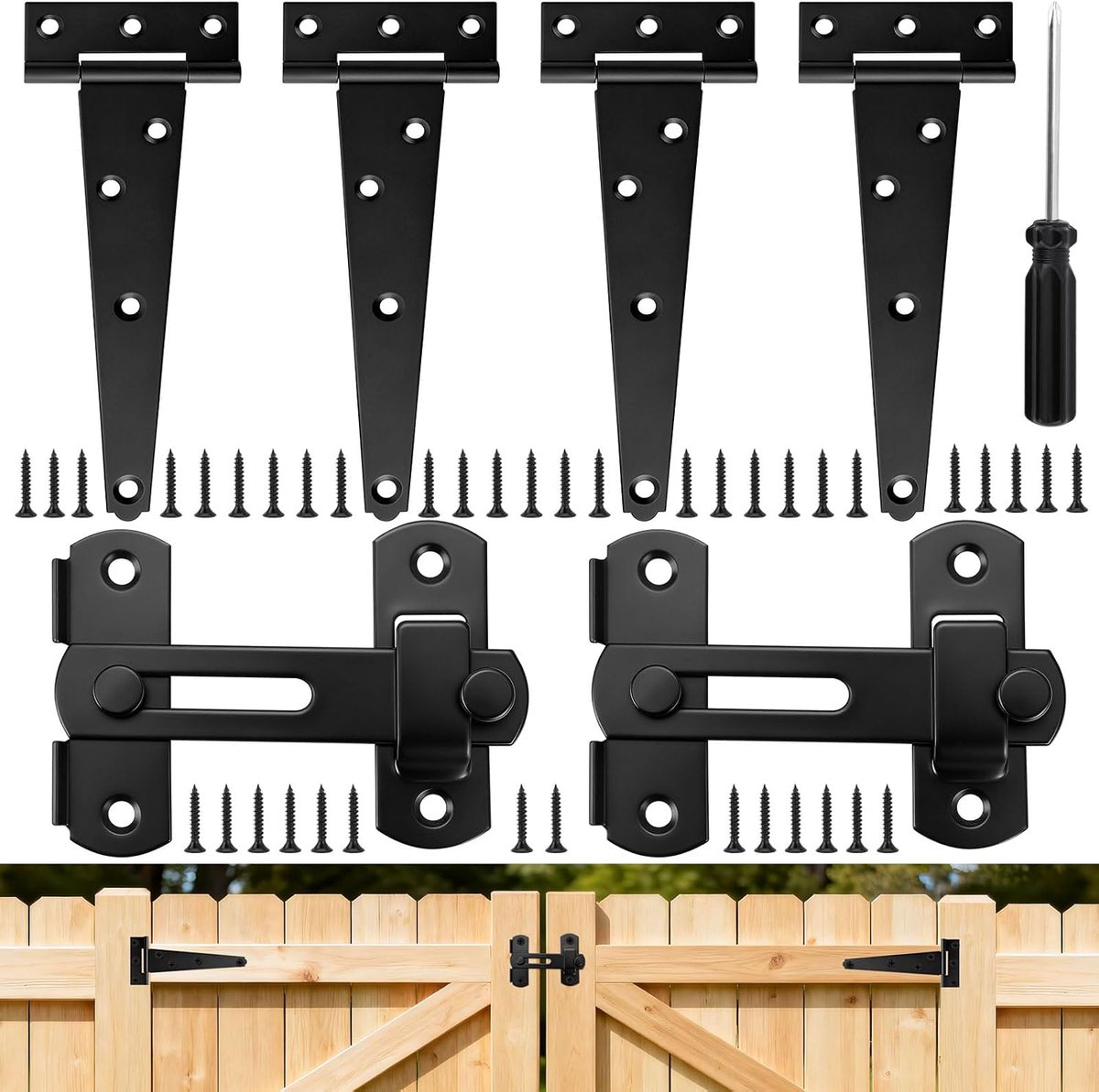 T-scharnieren 150 mm - zwart gecoat staal - zware belasting - duurzaam voor schuurdeuren - ShopVlot