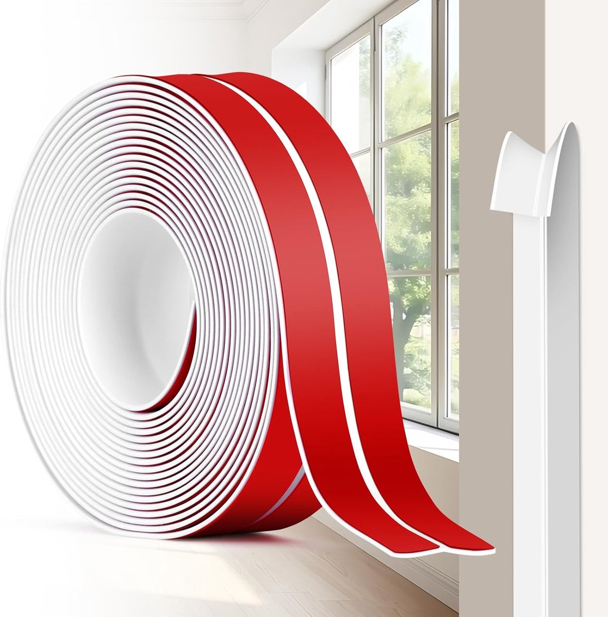 Randbescherming strips zelfklevend 6 m x 4 cm - witte flexibele mouldings - ideaal voor renovaties - ShopVlot