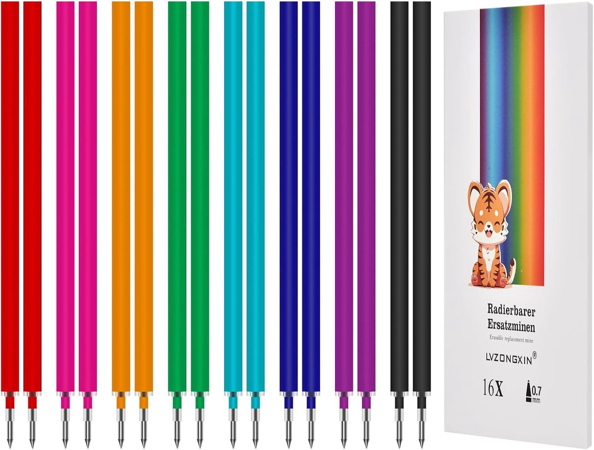 Erasable vullingen 0.8mm - 16 stuks in meerdere kleuren - voor soepel schrijven - compatibel met Legami - ShopVlot