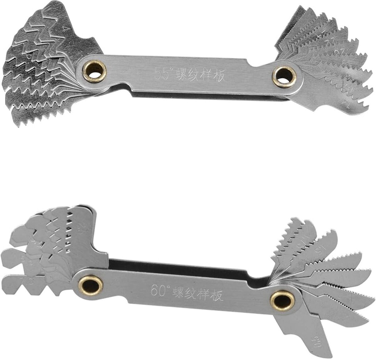 Draadhellingsmeter set 2 stuks - roestvrij staal - 55° imperial en 60° metrisch - eenvoudig af te lezen - ShopVlot