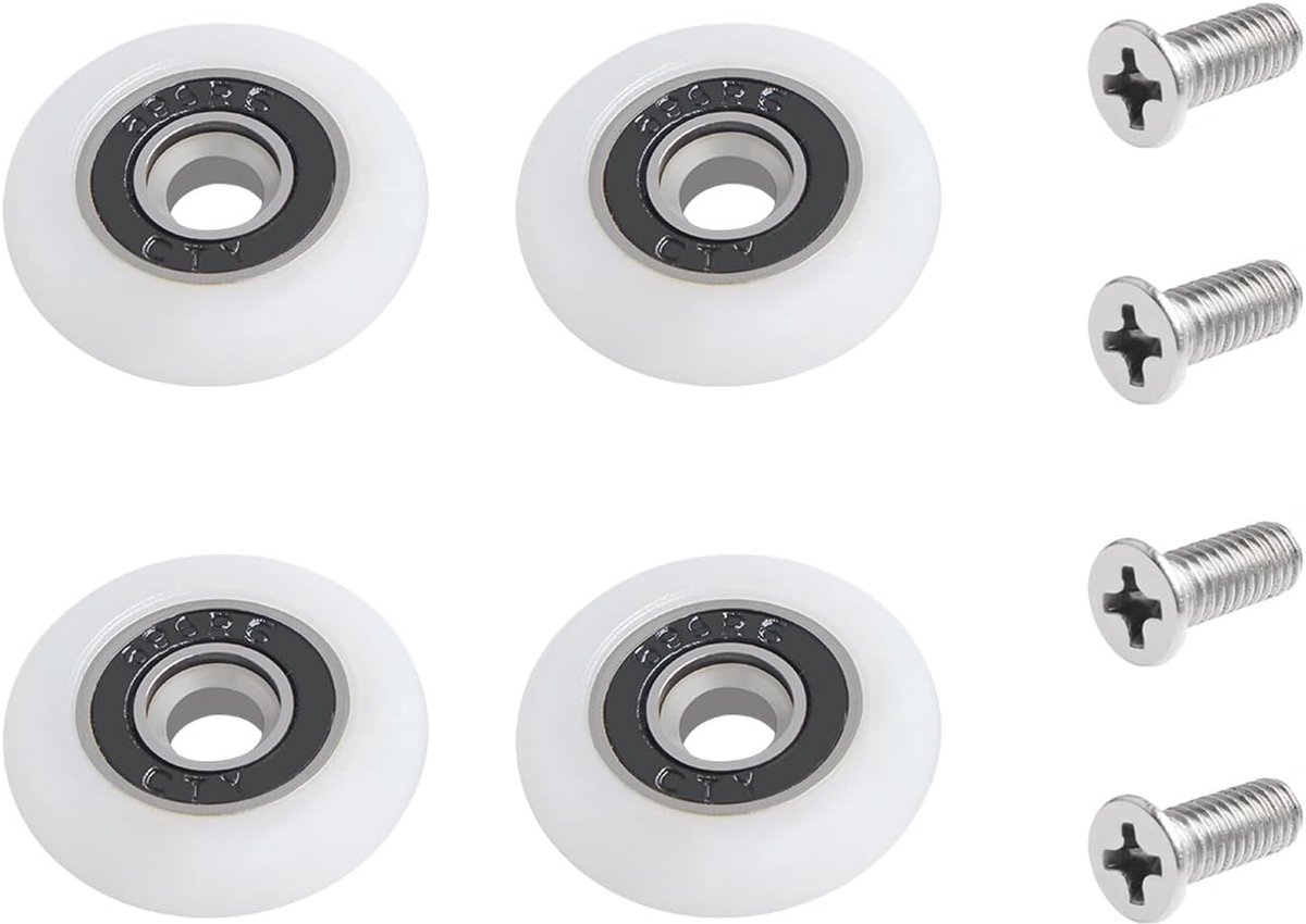 Douchedeur Rollen 23mm - 4 stuks - Koper + POM wiel - Hoogwaardige vervangingswielen voor douchecabine - ShopVlot