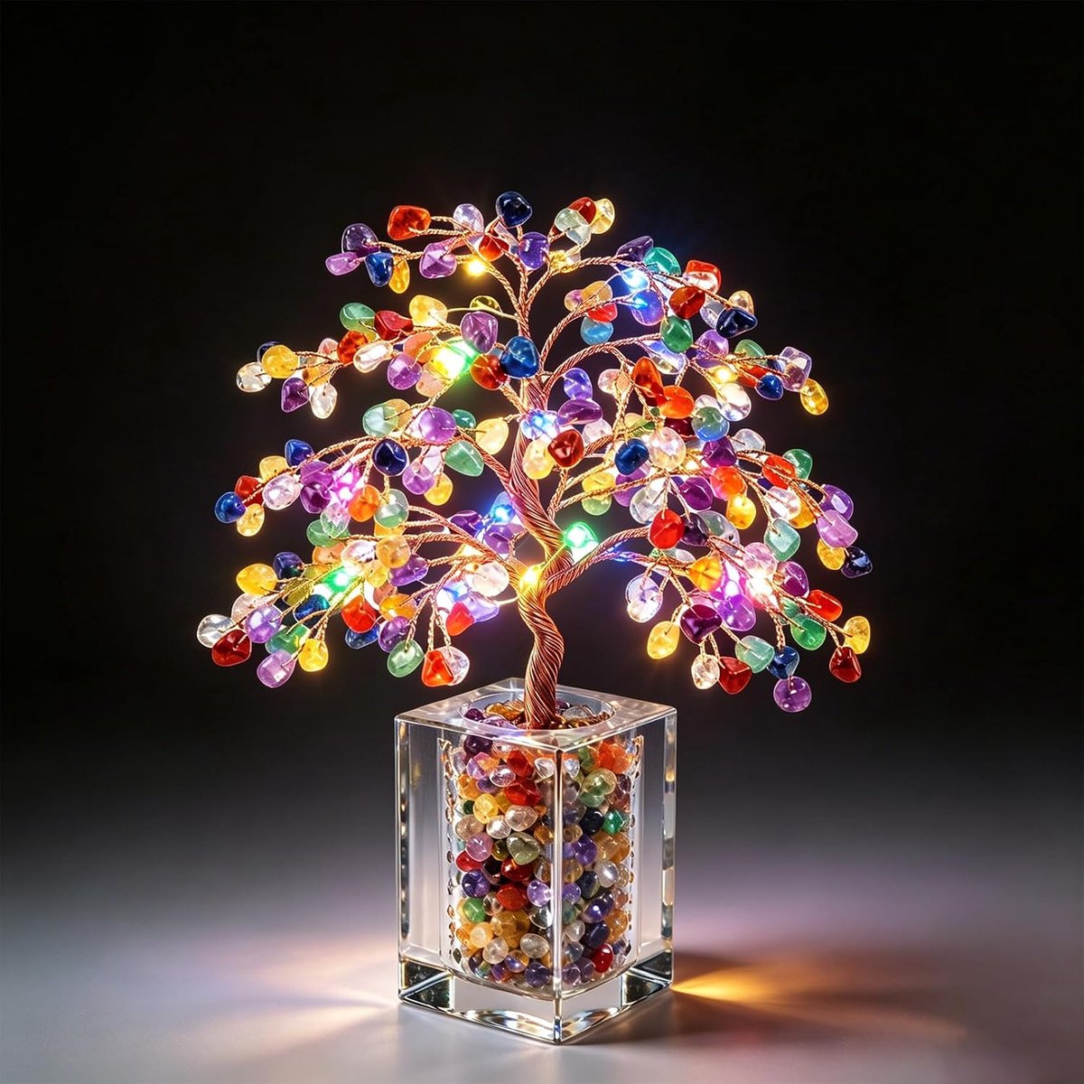 7 chakra kristallen levensboom - handgemaakte edelsteenboom - Feng Shui decoratie - positieve energie voor thuiskantoor - ShopVlot