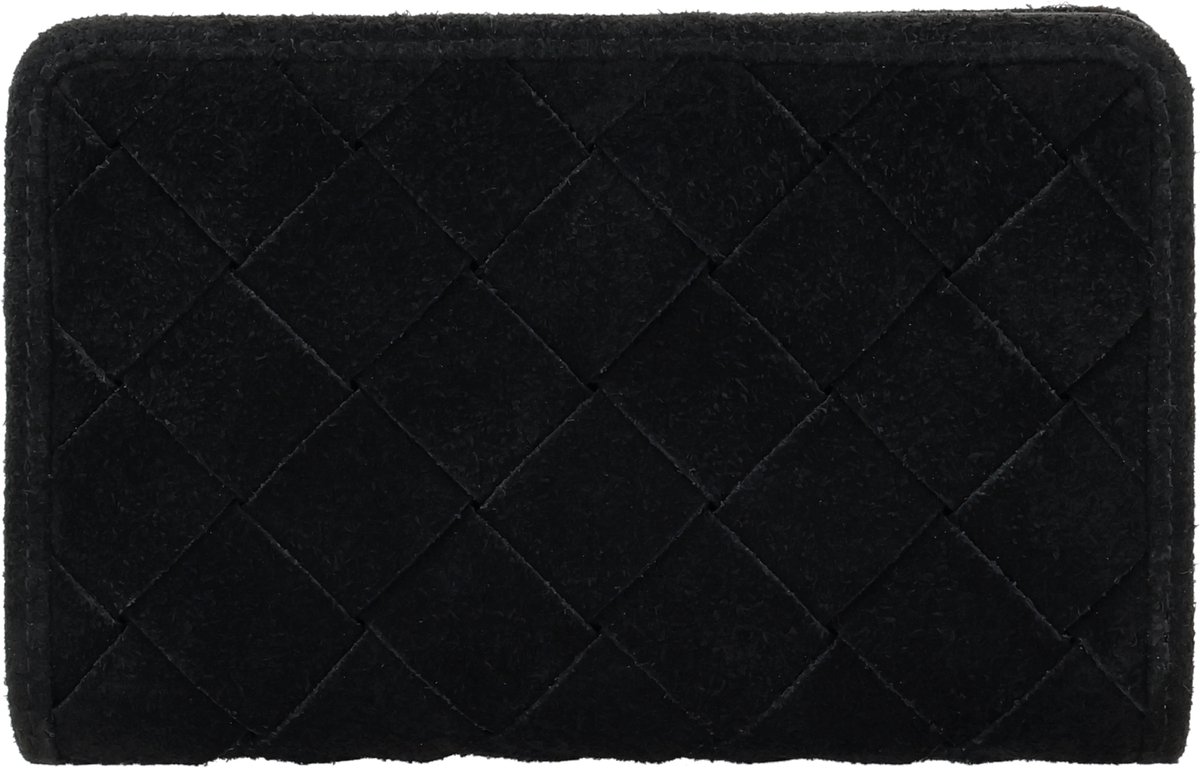 Hide & Stitches Acadia Portemonnee - Damesportemonnee - Suède - RFID - Pasjeshouder - Gevlochten Design - Leren Dames Tas - Zwart